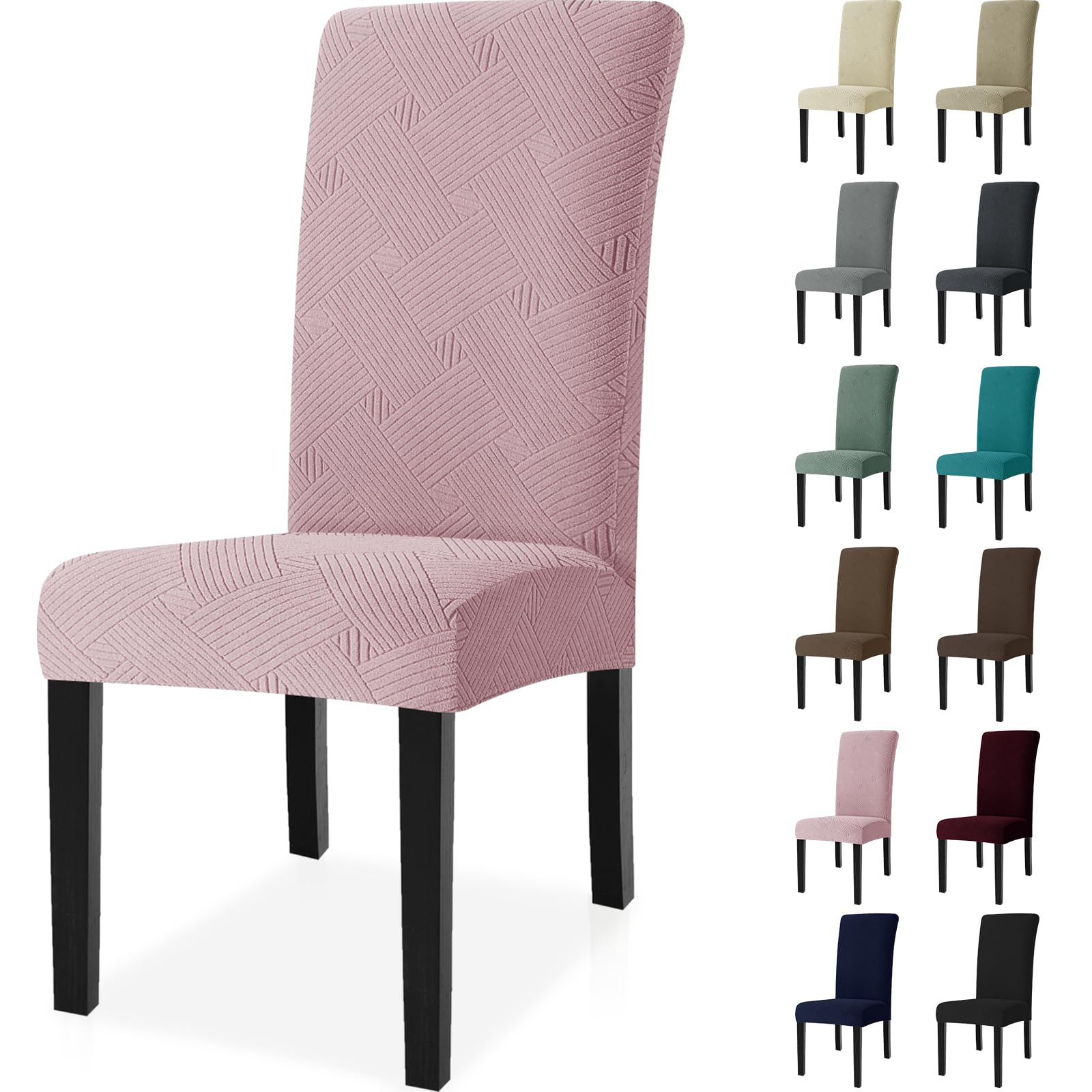 Ystyle Fundas Sillas De Comedor Pack 4, Fundas para Sillas Ajustables, Funda para Sillas Elástica, Cubre Funda Protectora Sillas Lavables para Banquetes Hogar Restaurante Hotel, Rosa