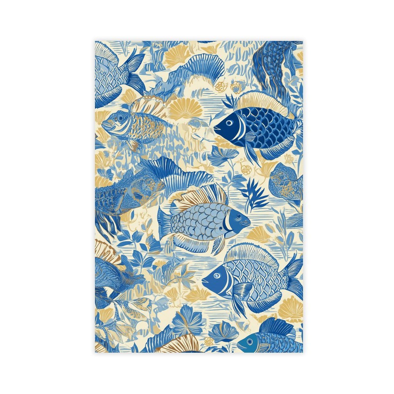 Blue Fish Mini Art Print Poster 7 Canvas Poster Bedroom Decor Sports Landscape Office Room Decor Gift Wall Art Print Picture Paintings for Living Room Bedroom Decoration Unframe-style 08x12inch(20x30c