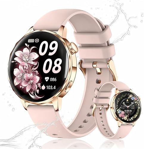 Miniatura 11 de Reloj inteligente para mujer, pantalla táctil HD de 1.27 pulgadas, llamadas Bluetooth, seguimiento de frecuencia cardíaca y sueño, más de 100 modos