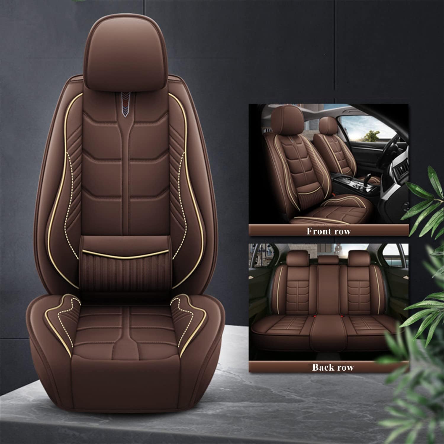 Coche Juegos De Cubreasientos para Jaguar F-Type Coupe 2013 2014 2015 2016 2017 2018 2019 2020 2021, Impermeable Transpirable Fundas Interior Accesorios,A/Coffee- Nopillow