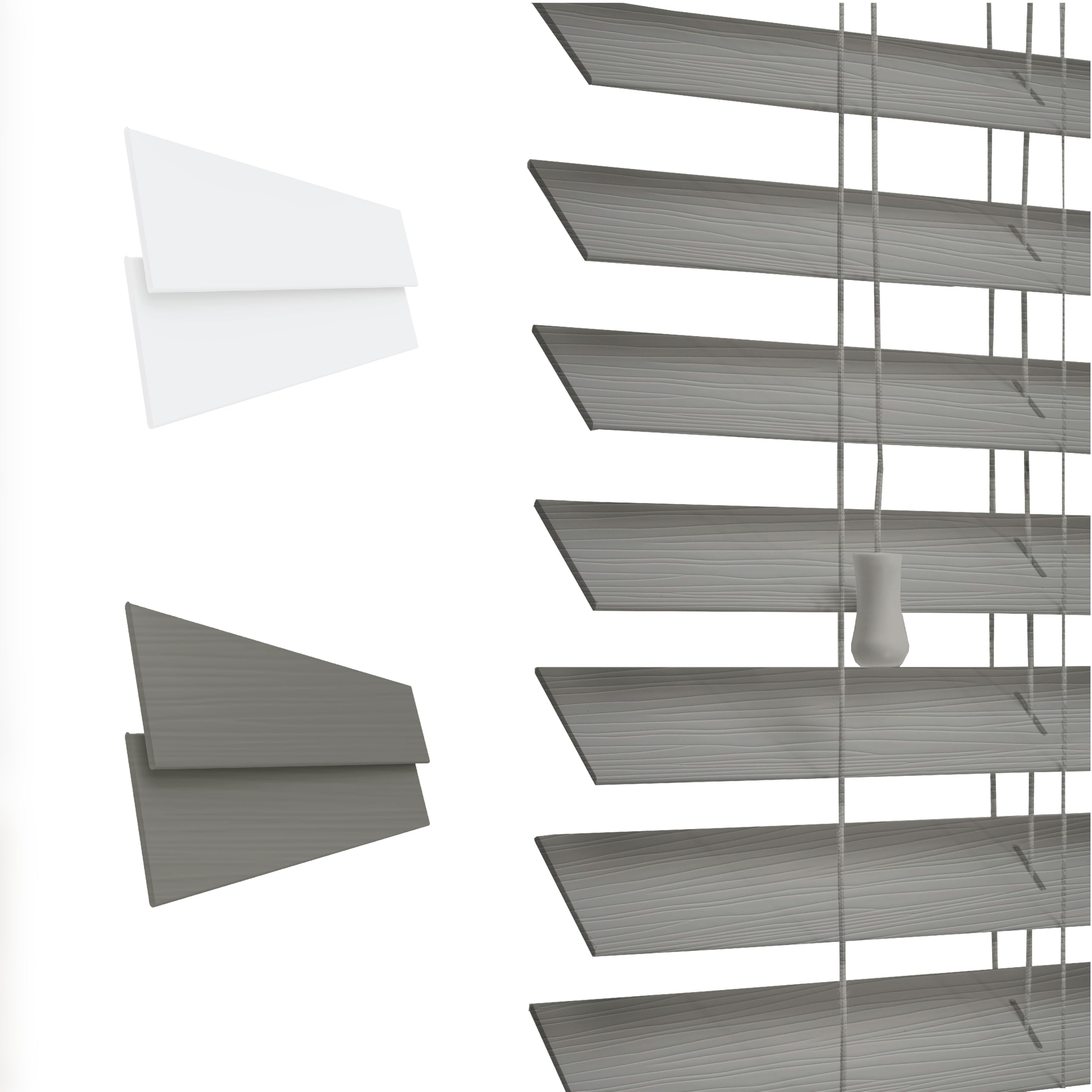 Funky Gadgets Custom Made to Measure Faux Wood Venetian Blinds Faux Wooden Blinds window Venetian Blind 50mm Horizontal Embossed Slats Silver/Grey String Child Safe (Nimbus Grey, W225cmxL213cm)