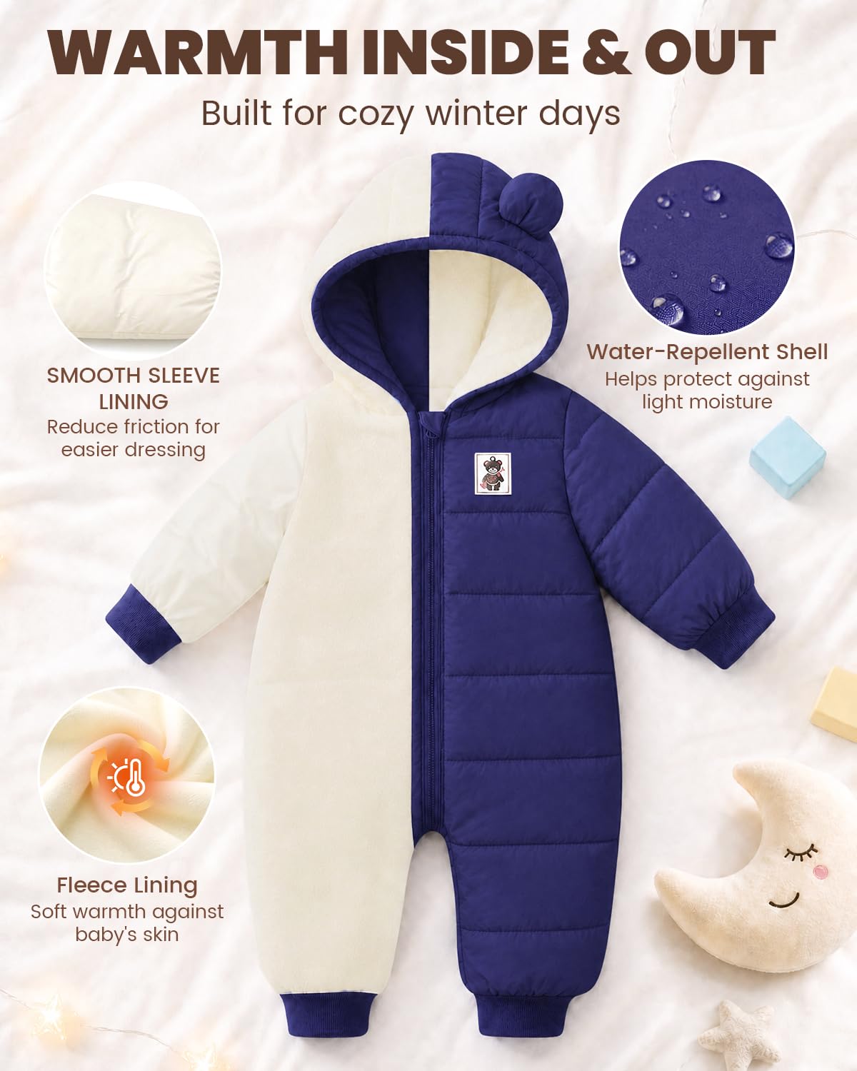 WYTbaby Tuta da neve con cappuccio