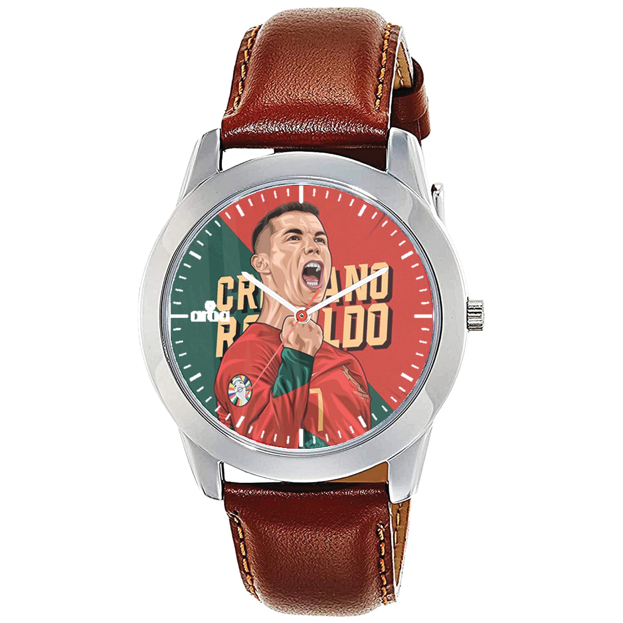 AROA Watch for Men with Cristiano Ronaldo Portuguese Football Player Watch Model :1336 in Steel Metal Type Brown Strap Analog Watch Red Dial for Men Stylish Watch for Boys (B0CZ47VCX3) Amazon Price History, Amazon Price Tracker