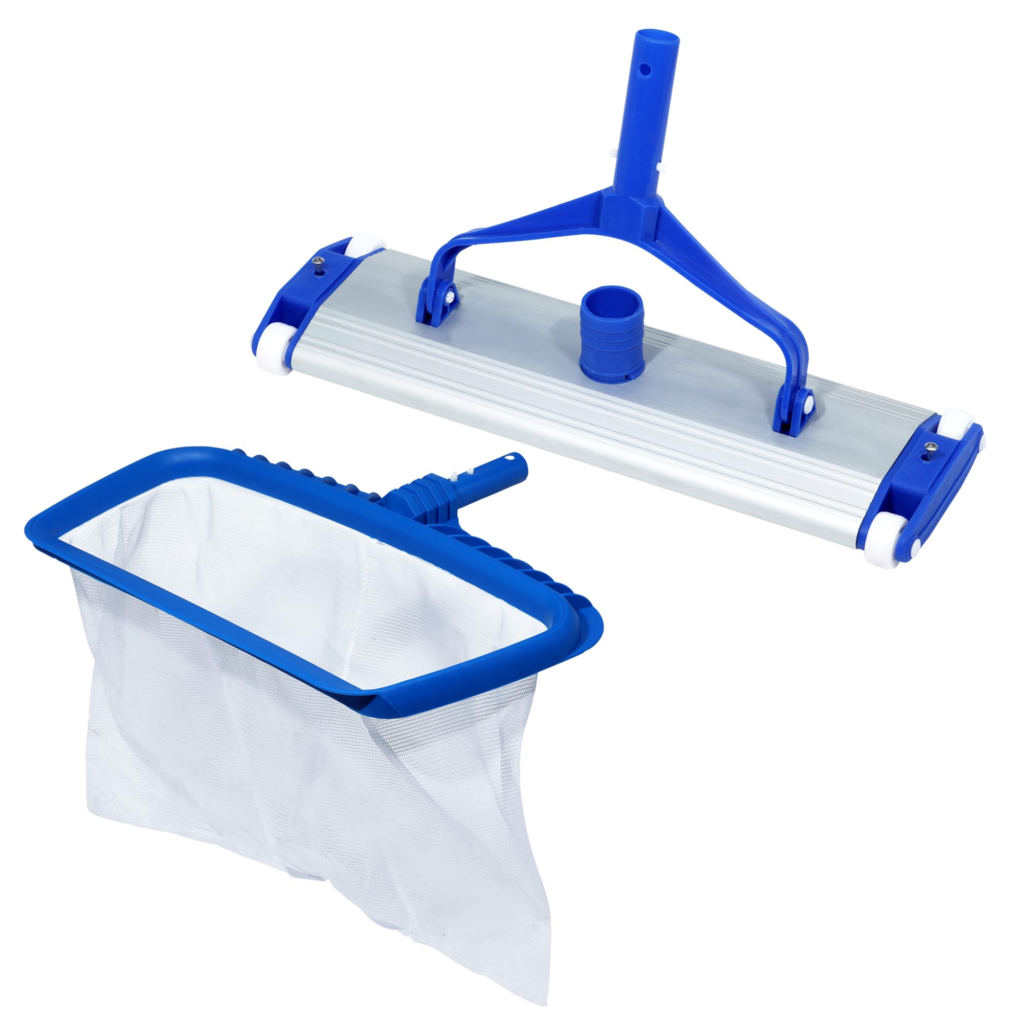 Swimming Pool Vacuum Head Brush 18 inch with Swimming Pool White Plastic Deep Leaf Net Rake Rack Skimmer Clean Swimming Pool Deep Leaf Net with Standard Heavy Duty Pool Cleaning Tool Swimming Pool net-image-44