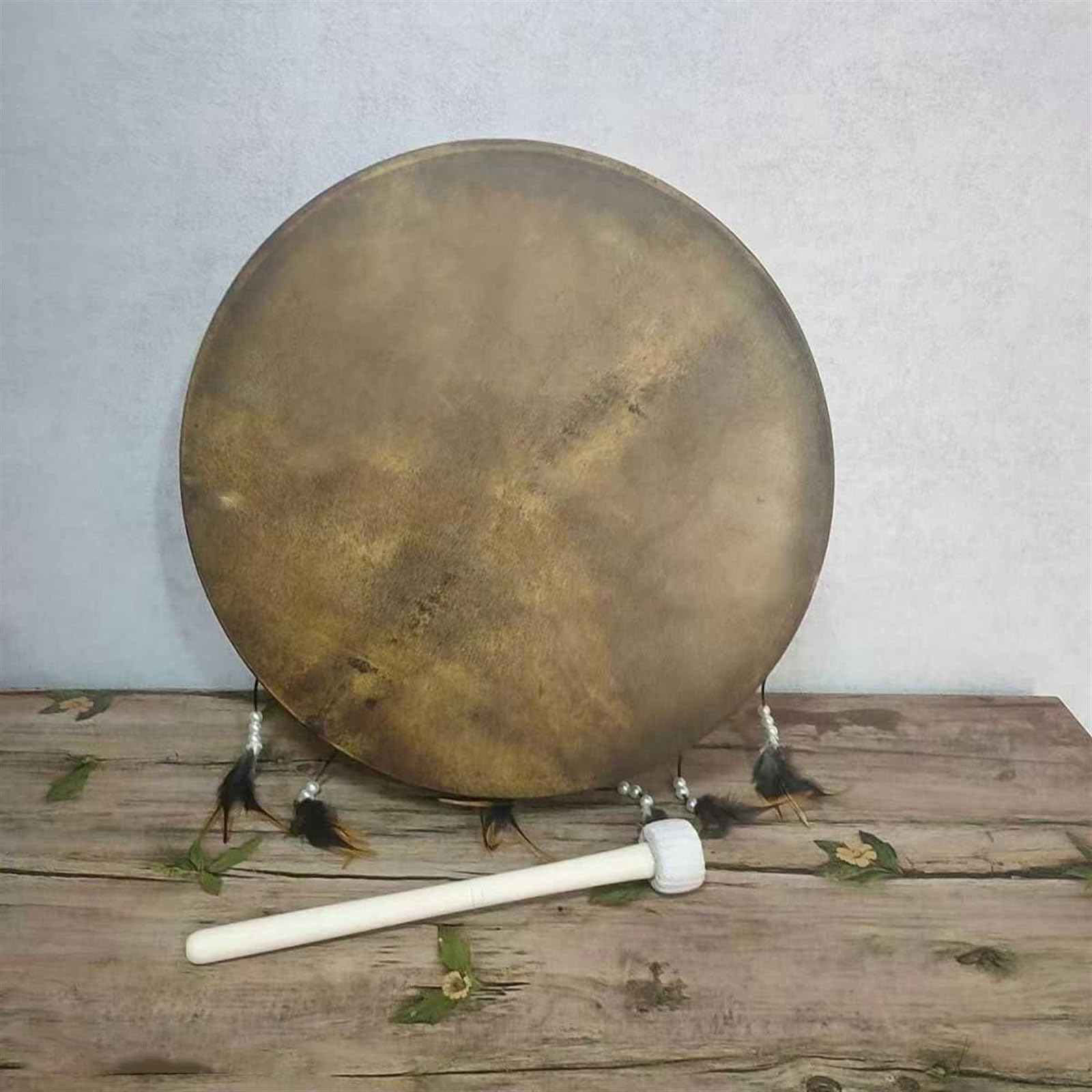 Schamanentrommel Handgemacht Klangheiler Rahmentrommel Spirituelle Musik, Indonesische Trommel Mit Trommelstock Und Tasche Handtrommel Klangheiler Meditation(43cm,Twig)