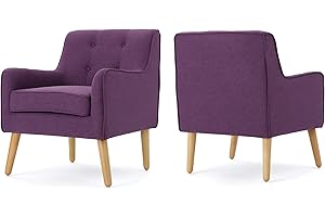 Christopher Knight Home Felicity Mid-Century Accent Chairs Fabric Arm Chairs, 2-Pcs Set, Purple