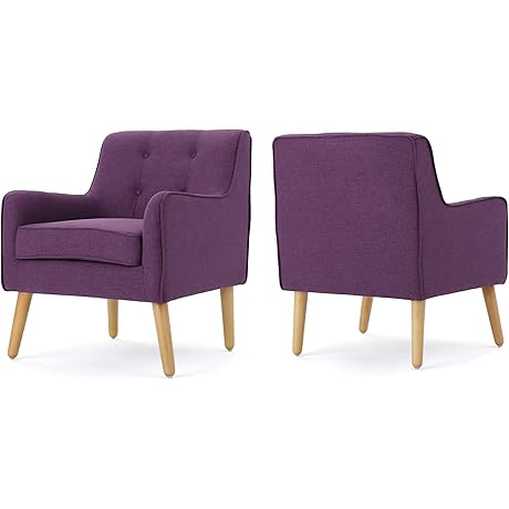 Christopher Knight Home Felicity Mid-Century Accent Chairs Fabric Arm Chairs, 2-Pcs Set, Purple