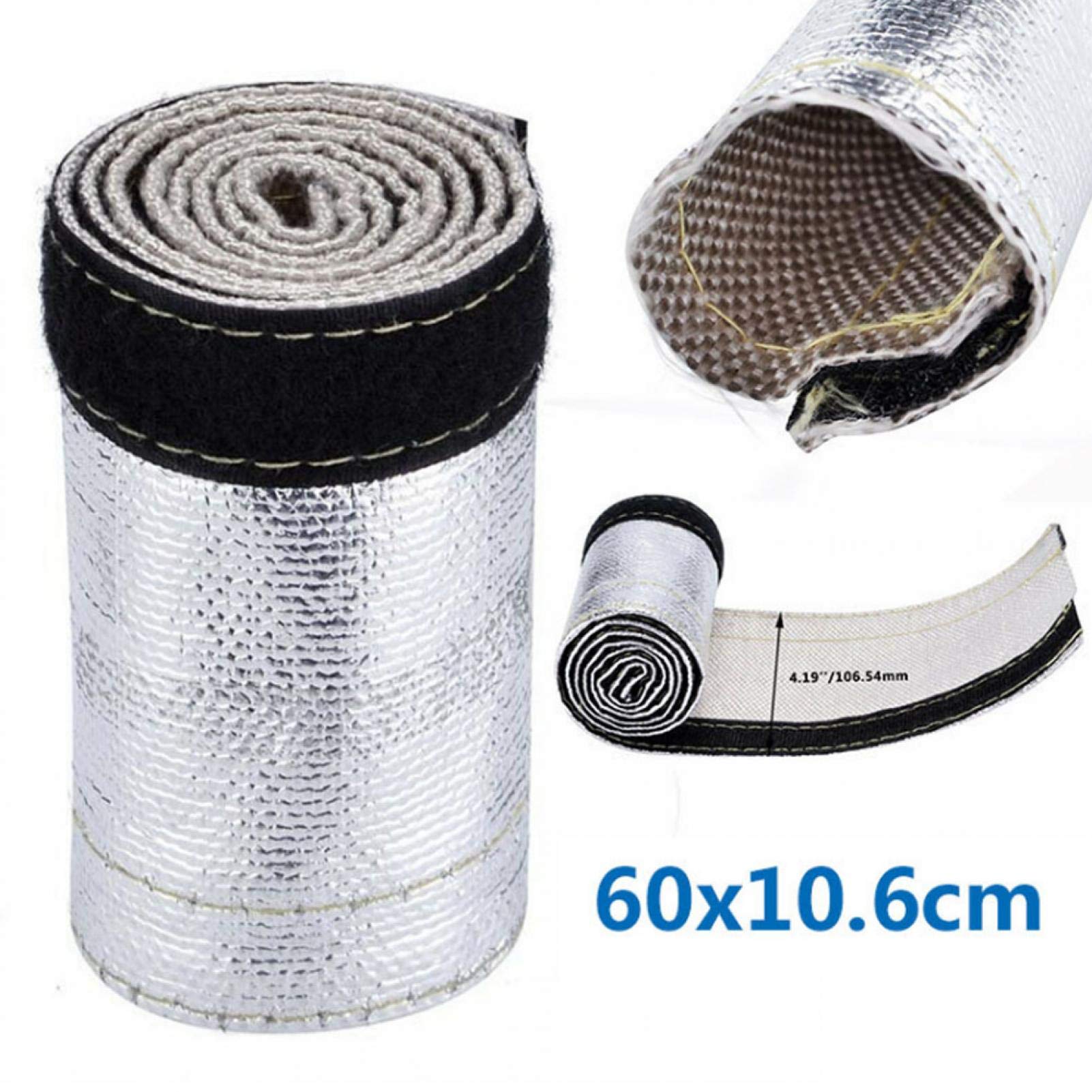 Izolowana rura metalowa, pokrywa Biała szara tuleja termiczna z aluminiowaną warstwą zewnętrzną 600x106mm do plecionych rur, przewodów paliwowych, kabli lub osłony termicznej