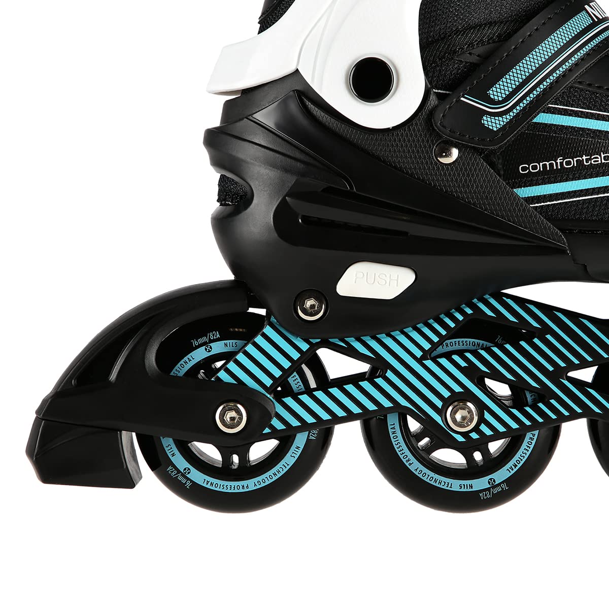 Nils Extreme Inline Skates Damen Inliner ABEC7 Verstellbare Inlineskates für Kinder (Schwarz-Türkis, 39-42), (NA1169A)