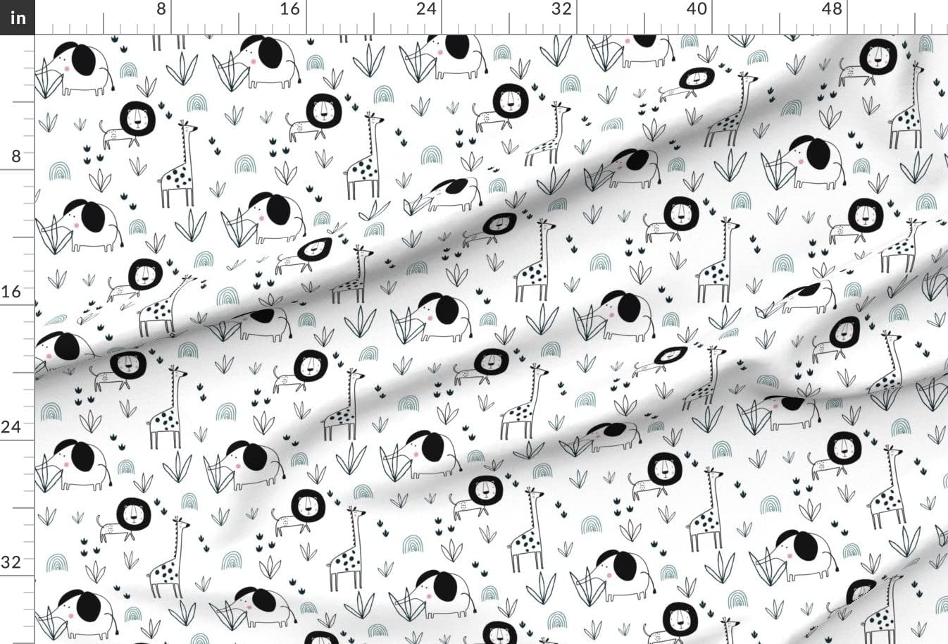 Spoonflower Fabric - Safari Jungle Elephant Lion Giraffe Gender Neutral Nursery Kids Printed on Upholstery Velvet Fabric Fat Quarter - Upholstery Home Decor Bottomweight Apparel