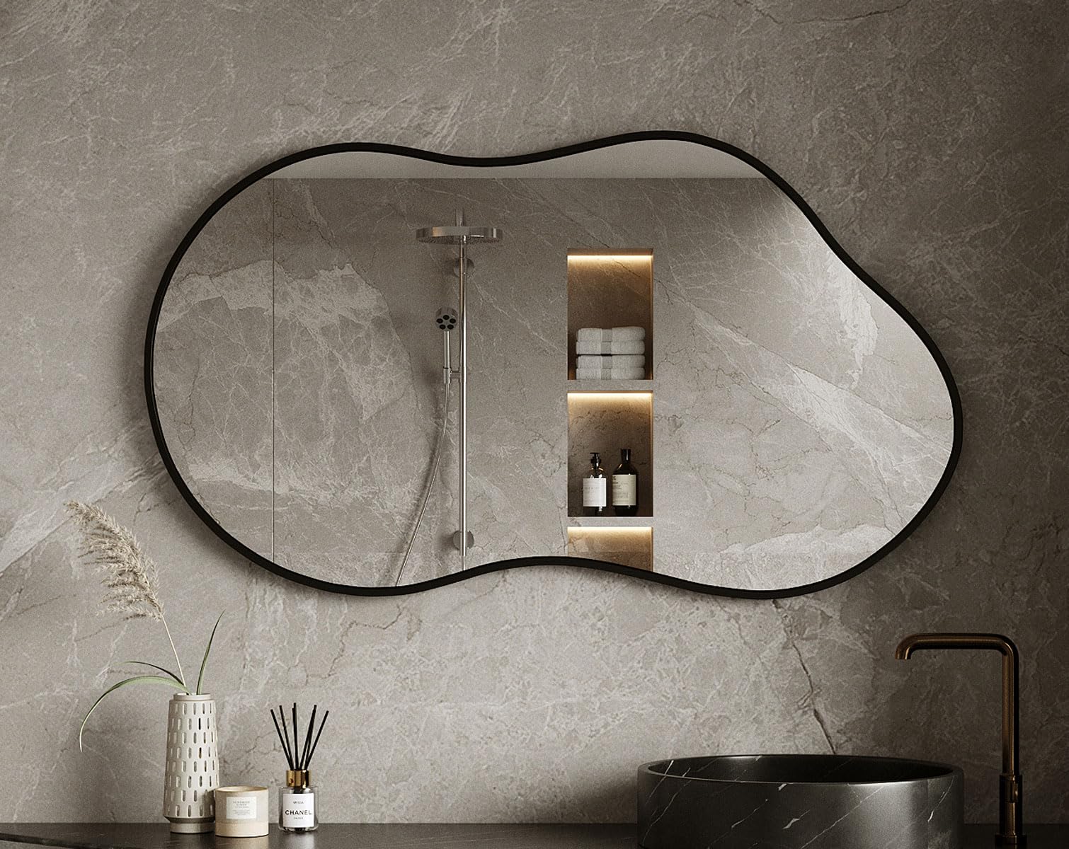 Miroir Mural Design En Forme De Nuage - Décoration Moderne Rose Pour Salon Ou Chambre