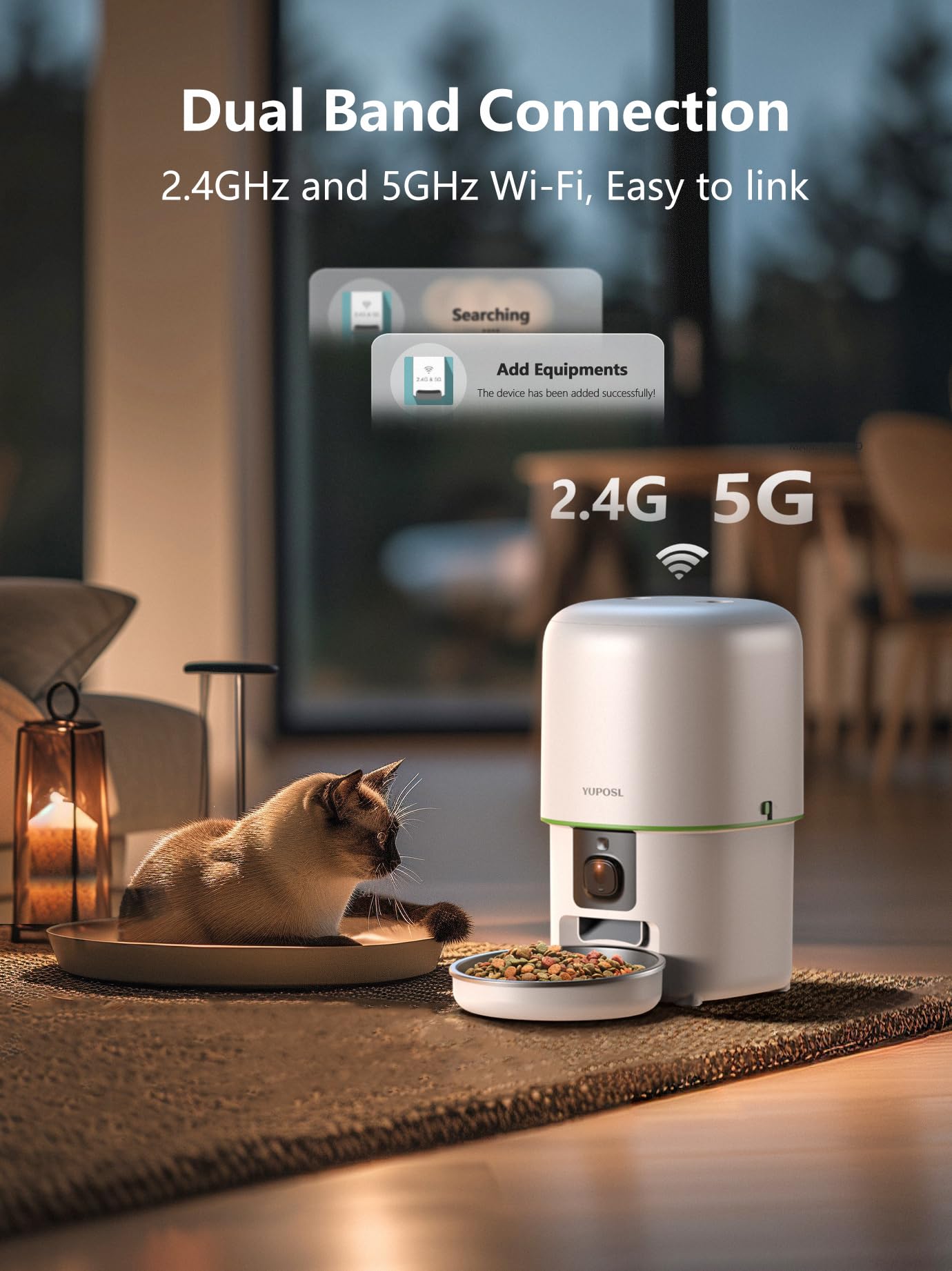 Automatic Cat Feeder with Camera - 5G WiFi Auto Cat Food Dispenser, 1080P HD Video with Night Vision, 1-15 Meals, 1-99 Portions, 2-Way Audio, Keeps Food Fresh, 4L Timed Pet Feeder Also for Dogs view 6