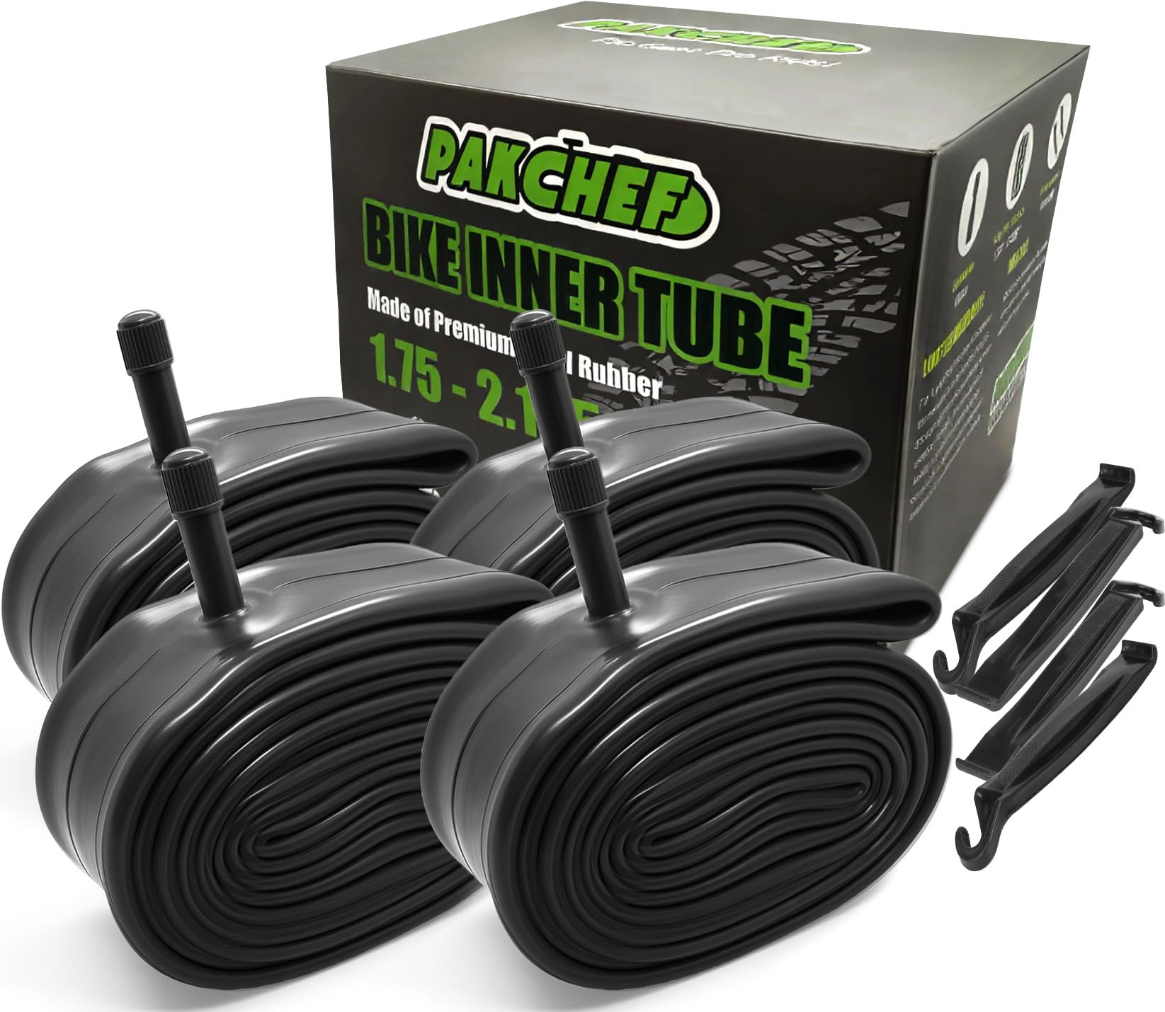 PAKCHEF Heavy Duty Bike Inner Tube 20 x 1.75/1.95/2.10/2.125, Schrader Valve, Thick Bicycle Tube Compatible with Road MTB Cruisers Bikes