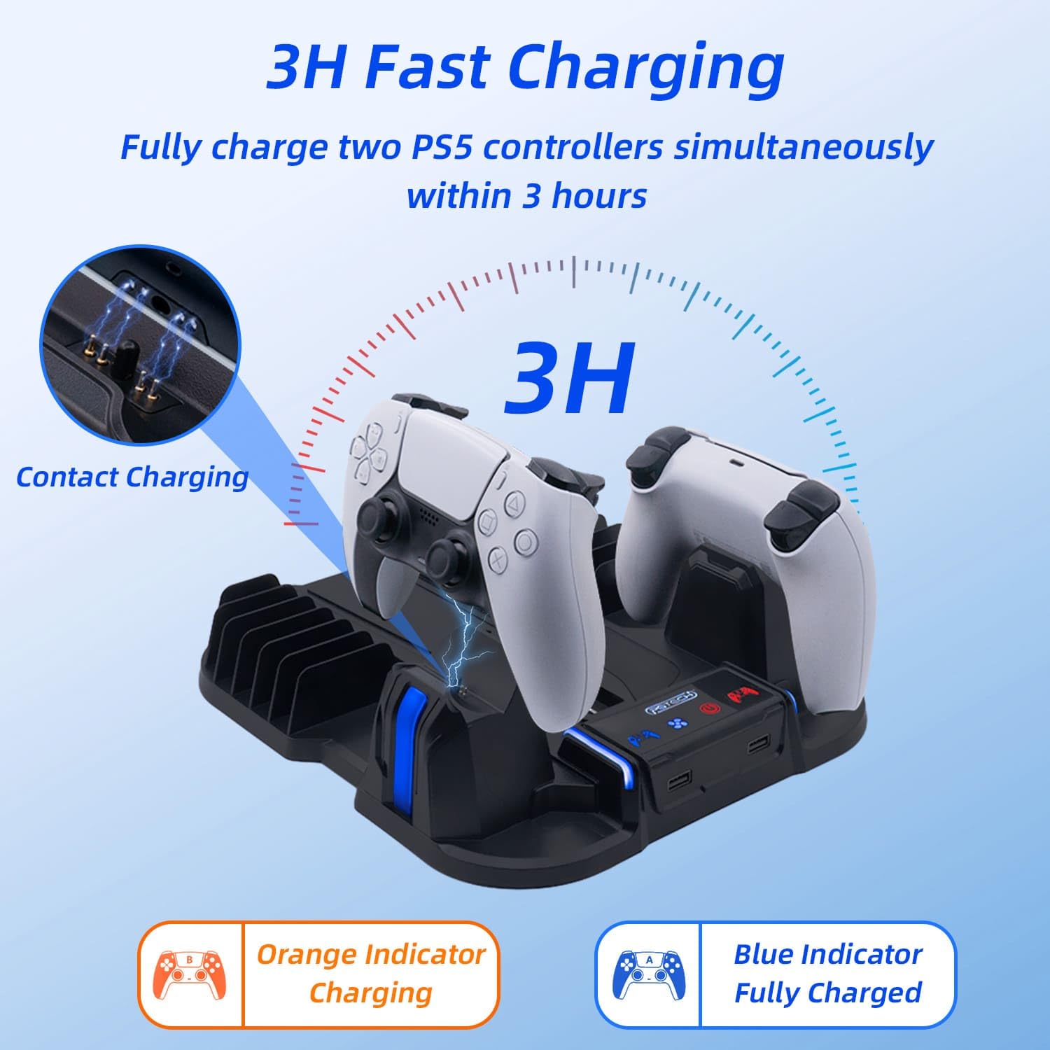Mcbazel PS5 Slim Station de Charge de Refroidissement Turbo 3 Vitesses Multifonctionnelle Double Manette Chargeur de Ventilateur pour PS5 Slim Disc/Digital Console – Noir(Non pour PS5/PS5 Pro)