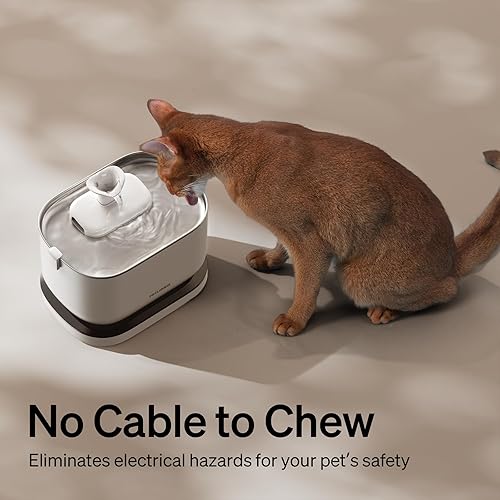 Miniatura 5 de PETLIBRO Fuente de agua para gatos, fuente de agua inalámbrica para mascotas, funciona con pilas, fuentes de agua Dockstream de 2.5L84 onzas para