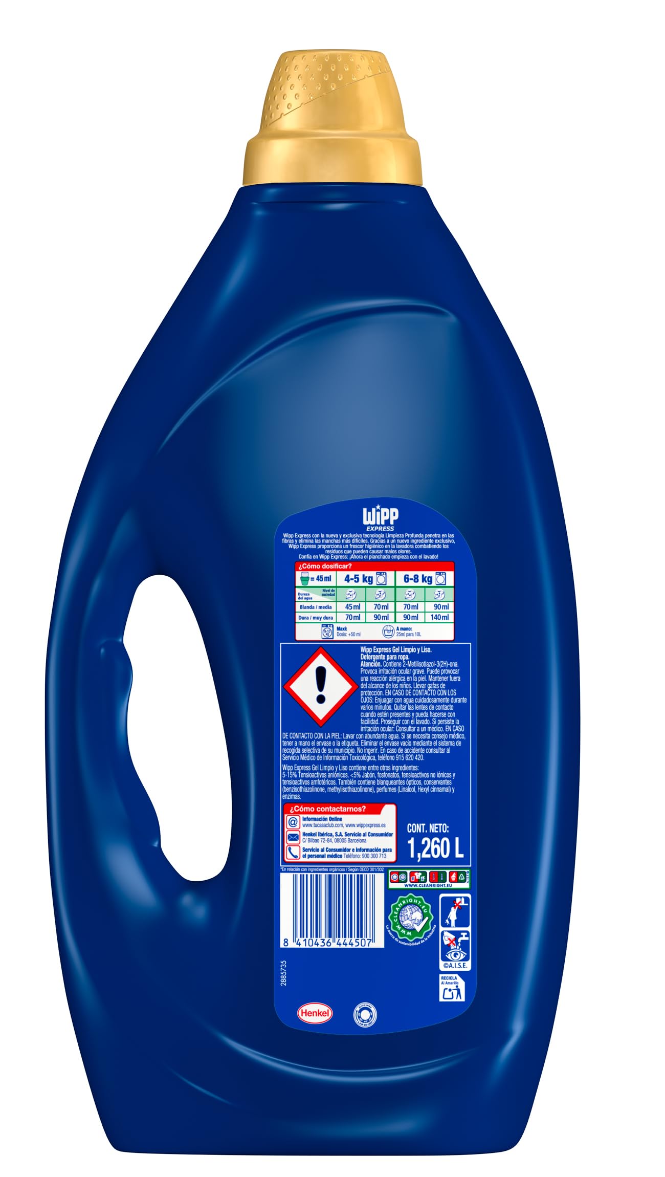 Wipp Express Limpieza Profunda Gel Limpio & Liso (3 x 3150 ml), detergente lavadora líquido que reduce las arrugas, detergente con fórmula quitamanchas ropa apto para agua fría