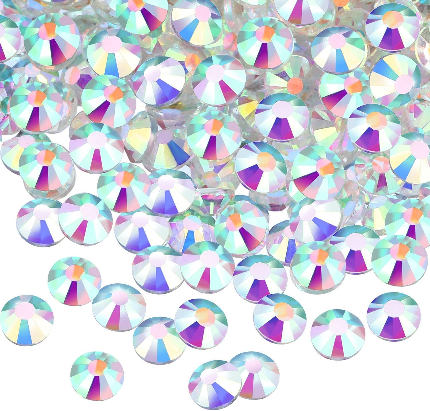 1440 Pack Crystal Flat Back Rhinestone Round Diamante Gems, Non-Self-Adhesive (Clear AB, 3 MM)