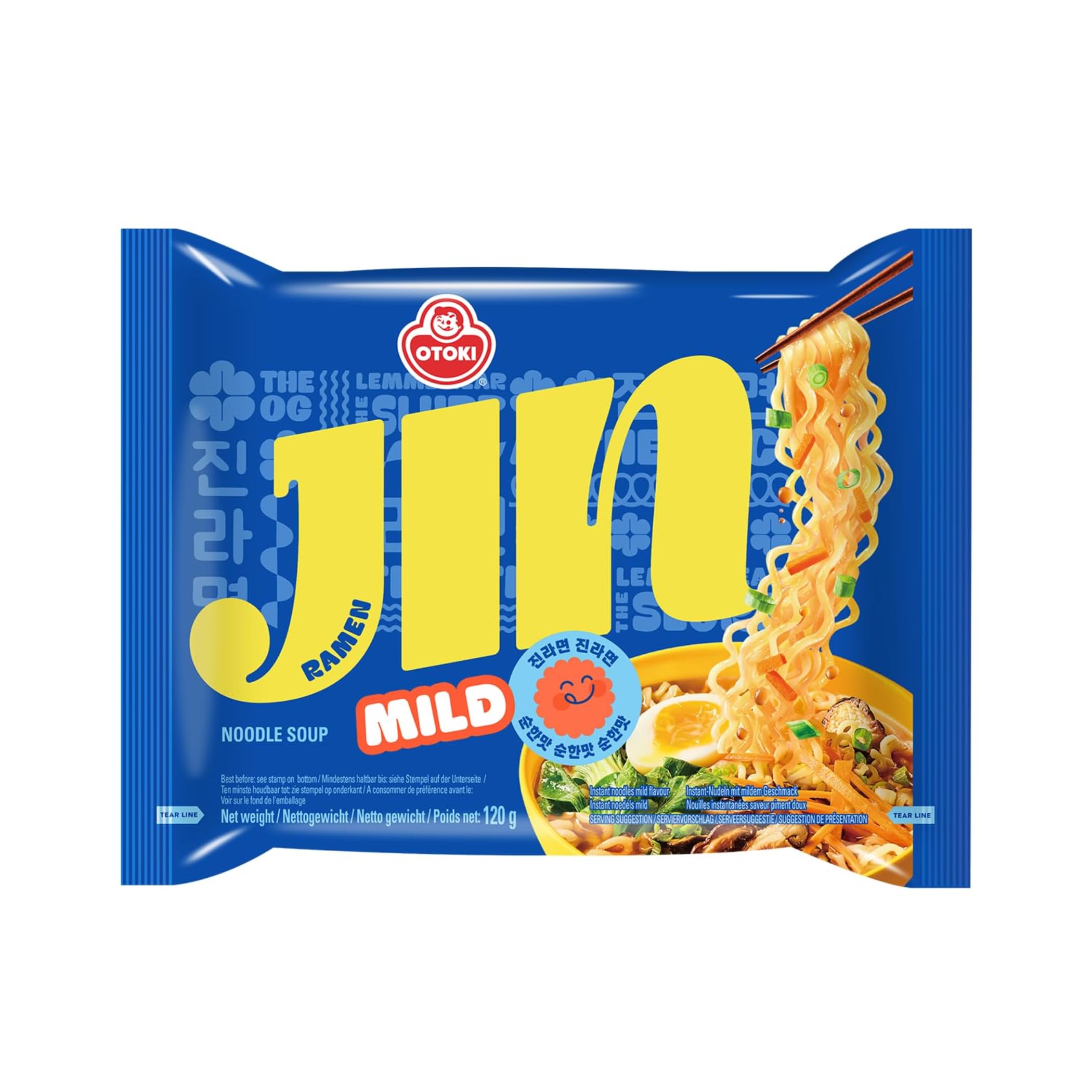 OTOKI Jin Ramen | 120g x 20er Box Ramen | Koreanische Instantnudeln zum Kochen | Würzige milde Ramyeon-Suppe | Ideal für Gastronomie, Familien oder Vorrat (20er, Mild)