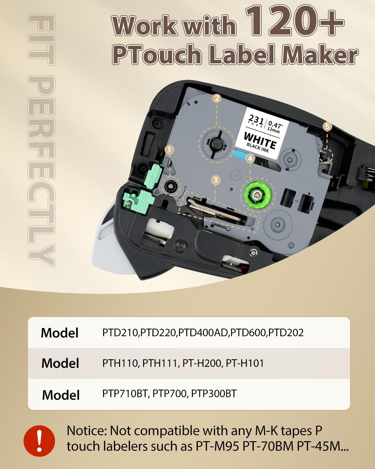 Replace for Brother Label Maker Tape 12mm 0.47 Laminated TZ Colored Refills image 2