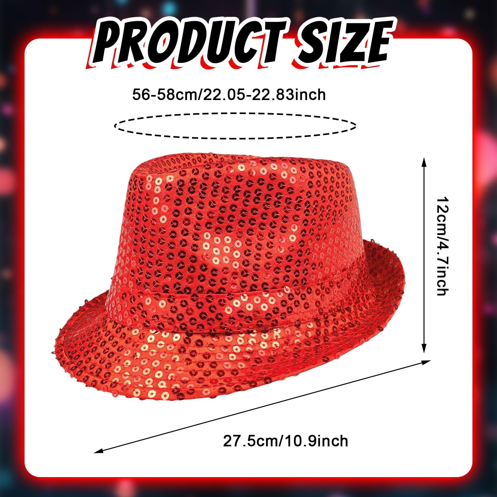 SAIIURV 2 Pcs Sequin Hat, Disco Adult Hat Cap, Hip-Hop Disco Hats Fancy Dress - Image 2