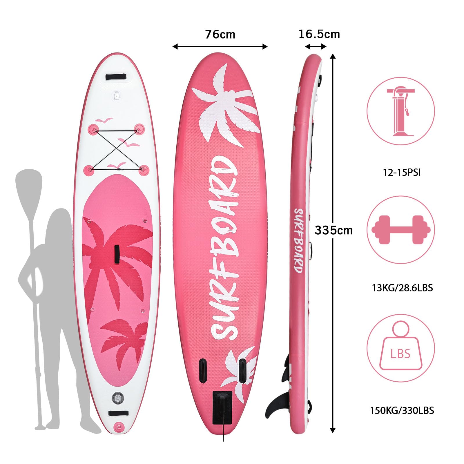YU YUSING Tavola Sup Gonfiabile 320/335 cm, Sup Gonfiabile Adulti, Paddle Board Gonfiabile, Sedile da Kayak, Pagaia in Alluminio, Pompa, Adatta a Tutti i Livelli di Abilità, Fino a 150 kg