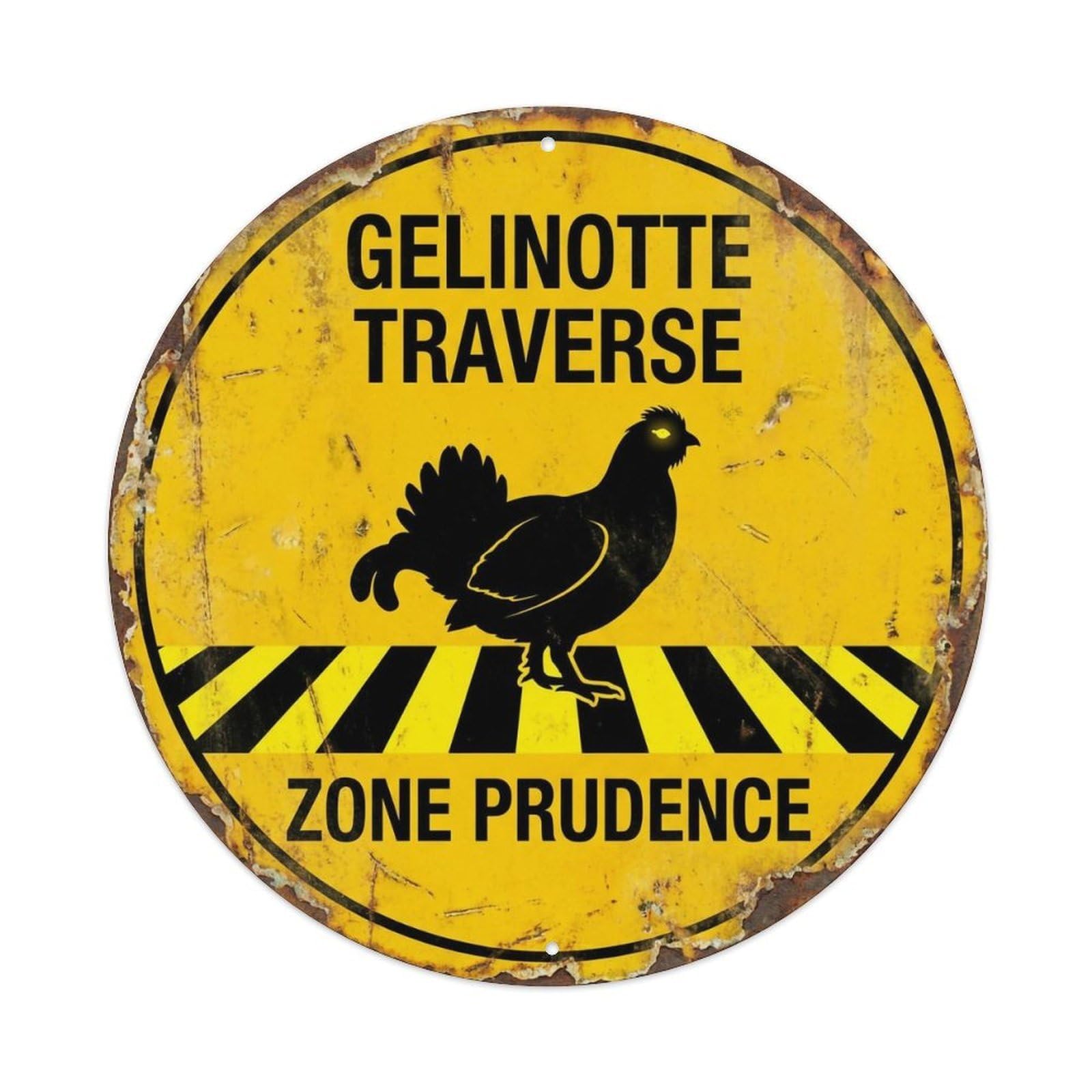 Grouse Crossing Zone Prudence Weathered Metal Tin Sign