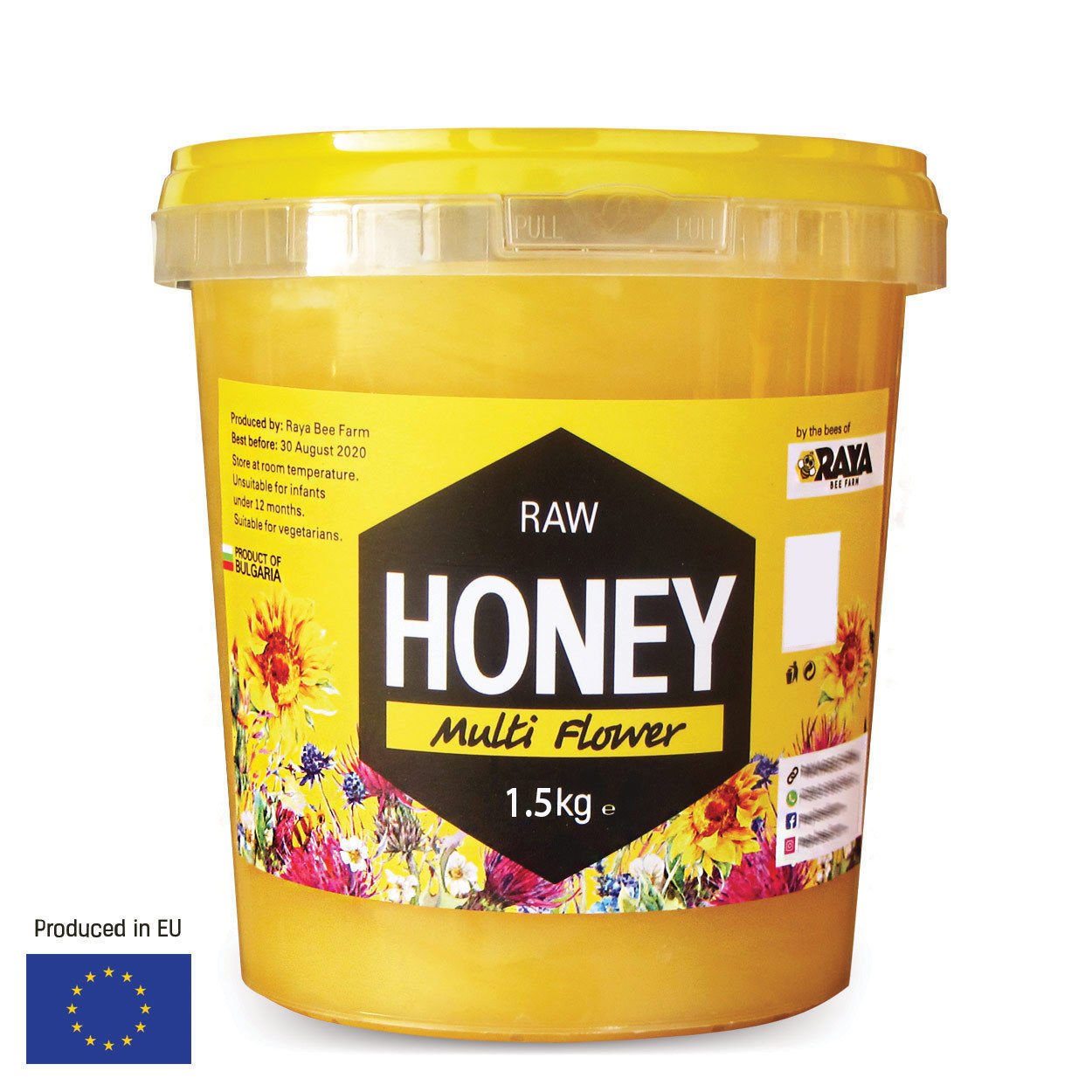 1.5KG Pure RAW Organic Honey, 100% Organic New Harvest August 2018 (1.5KG)