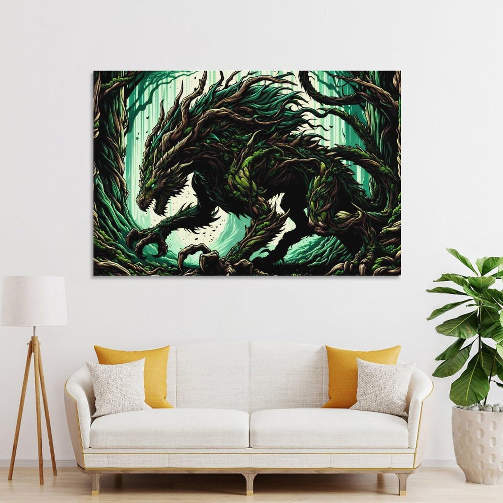 Junmoney Forest Dragon 2 Decorative Wall Artwork 24x36inch(60x90cm), for Living Room, Bedroom, Office Or Hallway, Decorative Artwork with Broad Appeal