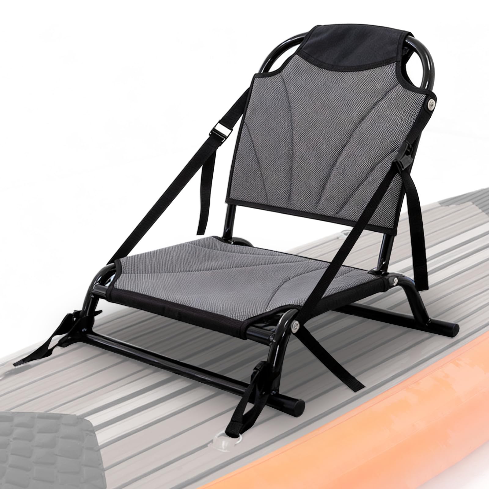 DUNDOO Kajaksitz mit Rückenstütze, Aluminiumrahmen, Kajaksitz, Doppelhalterung für aufblasbares Kajak, SUP-Board und Sit-On-Top-Kajaks, Gurt und Schienenhalterung, bequem und stabil
