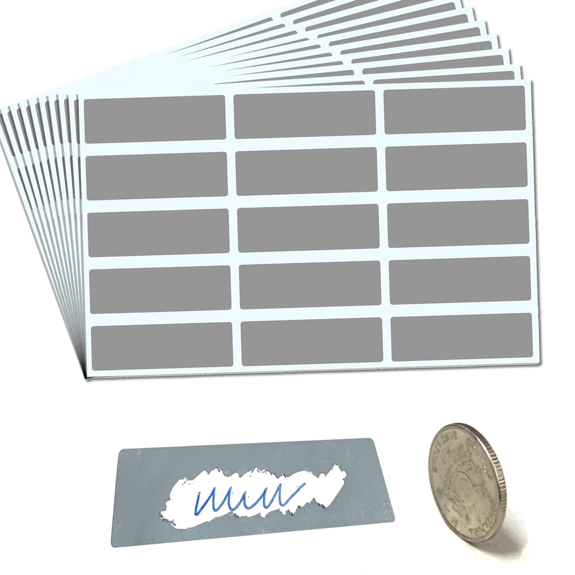 600 Pieces - Scratch Off Stickers Labels - Gray Rectangle, 1.9" x 0.6"