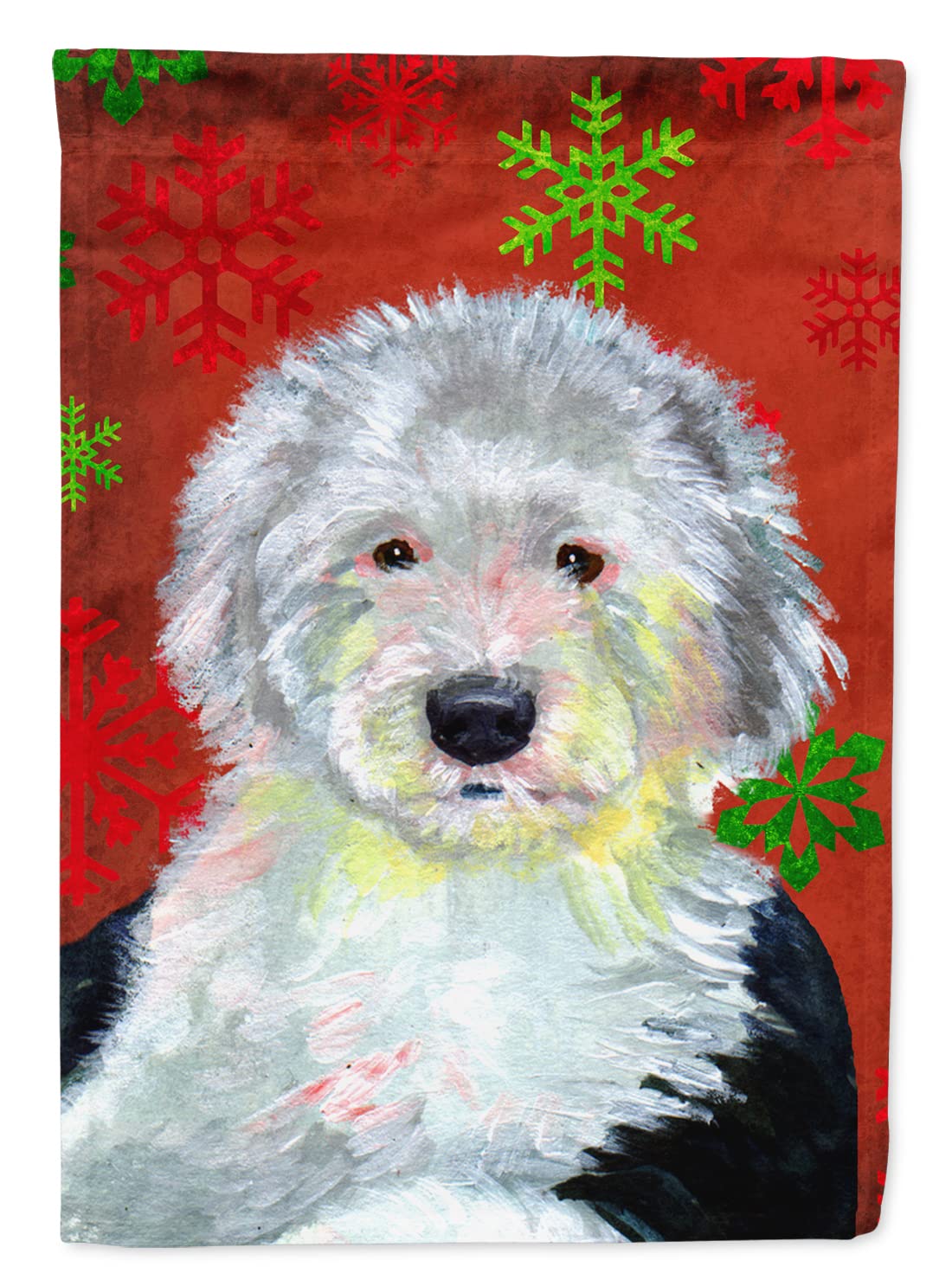 Drapeau de Noël pour jardin et maison avec motif chien de berger sur fond rouge