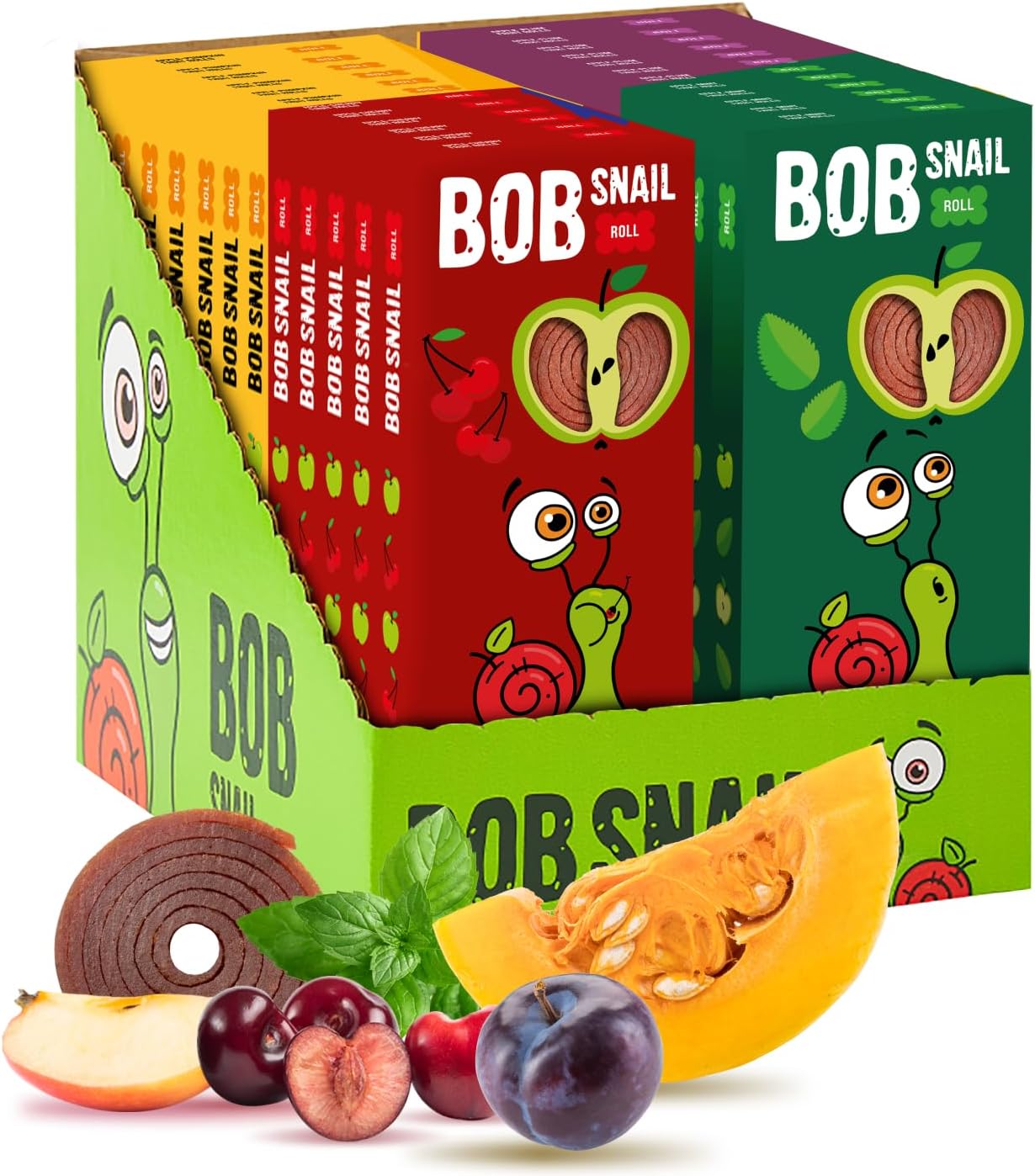 BOB SNAIL Healthy Fruit Snacks for Kids and Adults – 60 Fruit Roll Up Strips ...