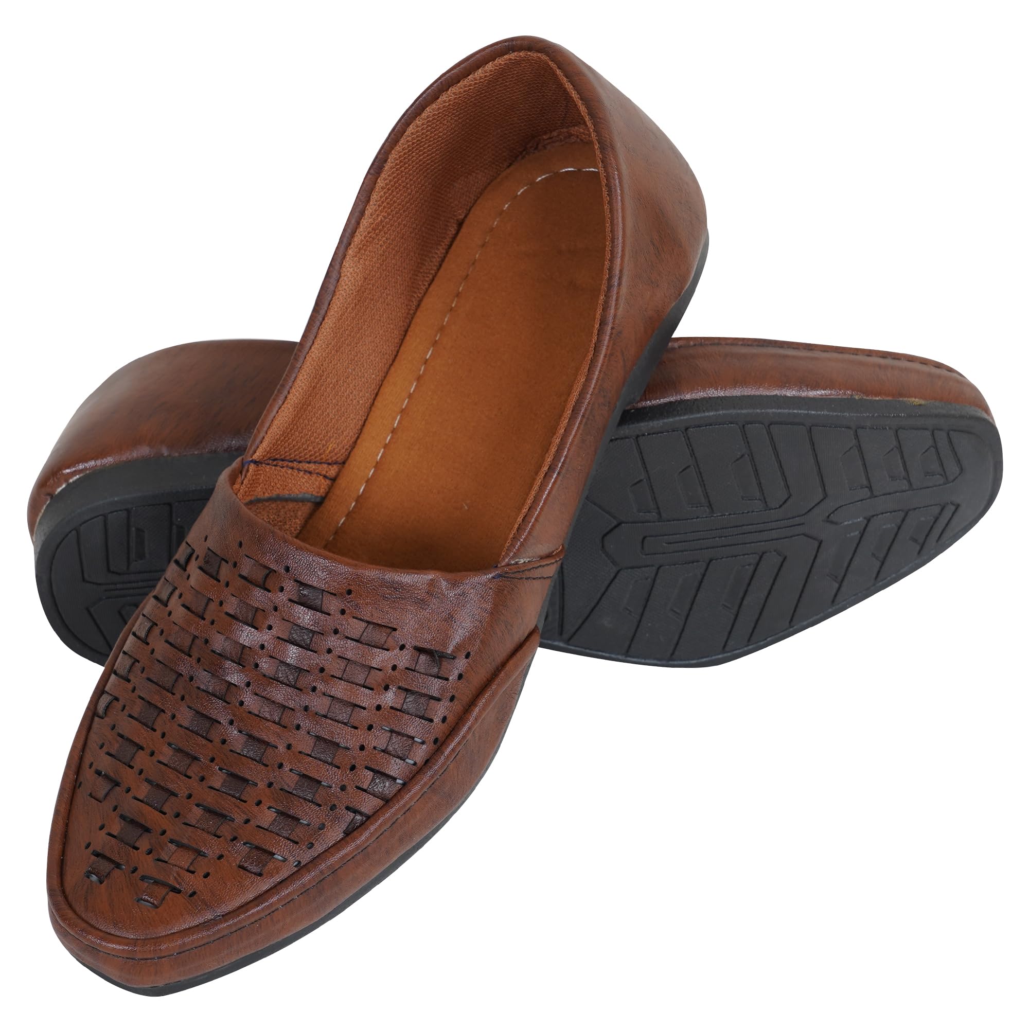 Men's Darkbrown Jutti's Ethnic Mojaris | Casual Loafers & Juti Shoes for Men-image-40