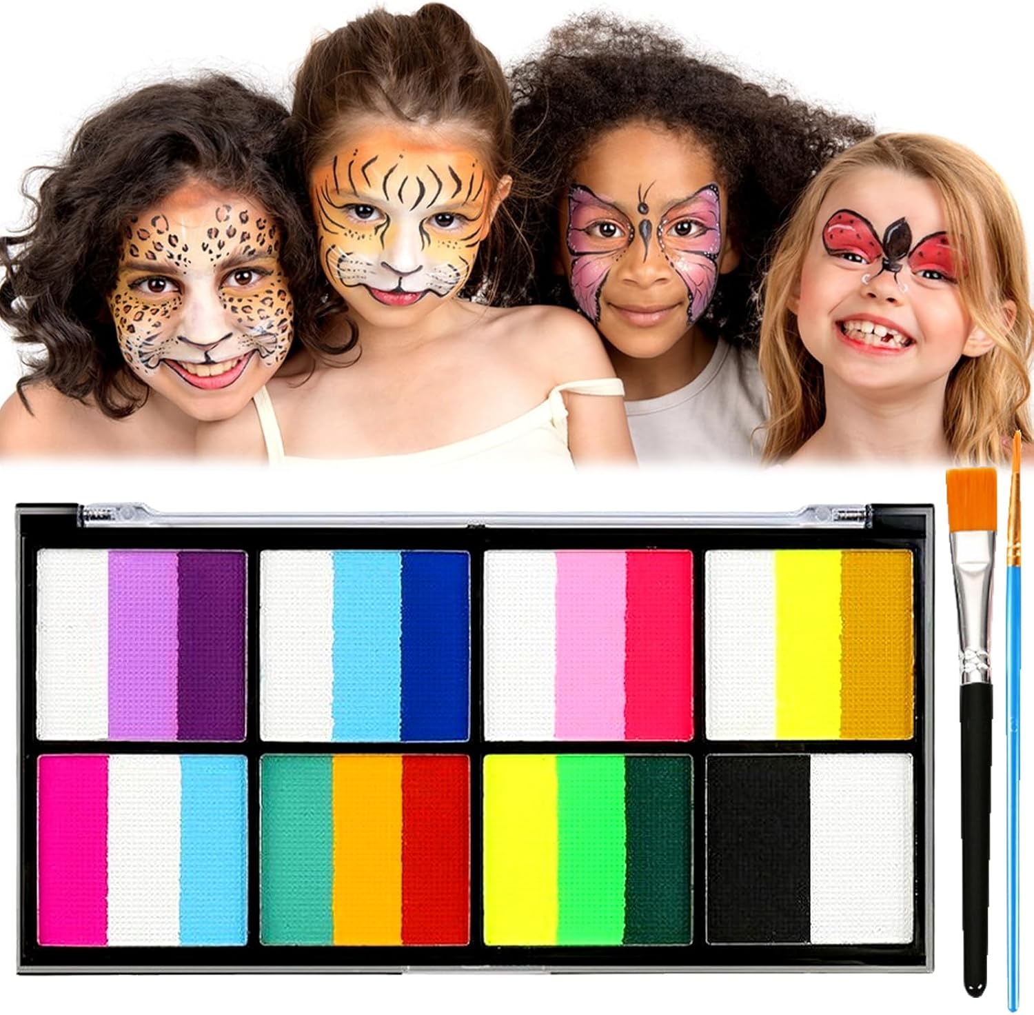 Face Body Painting Kit, Rainbow Body Paint voor kinderen Volwassenen, Wasbare Kindermake-up, party make-up set voor Halloween Kerst Cosplay (18 kleuren) Face Body Painting Kit, Rainbow Body Paint voor kinderen Volwassenen, Wasbare Kindermake-up, party make-up set voor Halloween Kerst Cosplay (18 kleuren)
