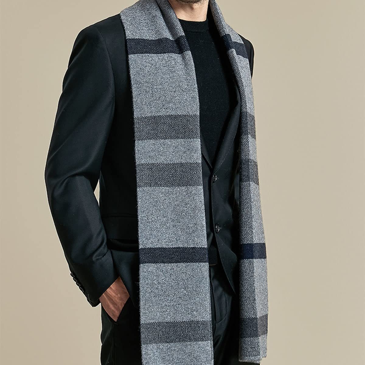 Sciarpa in cashmere, sciarpa scozzese, scialle invernale caldo alla moda per uomo