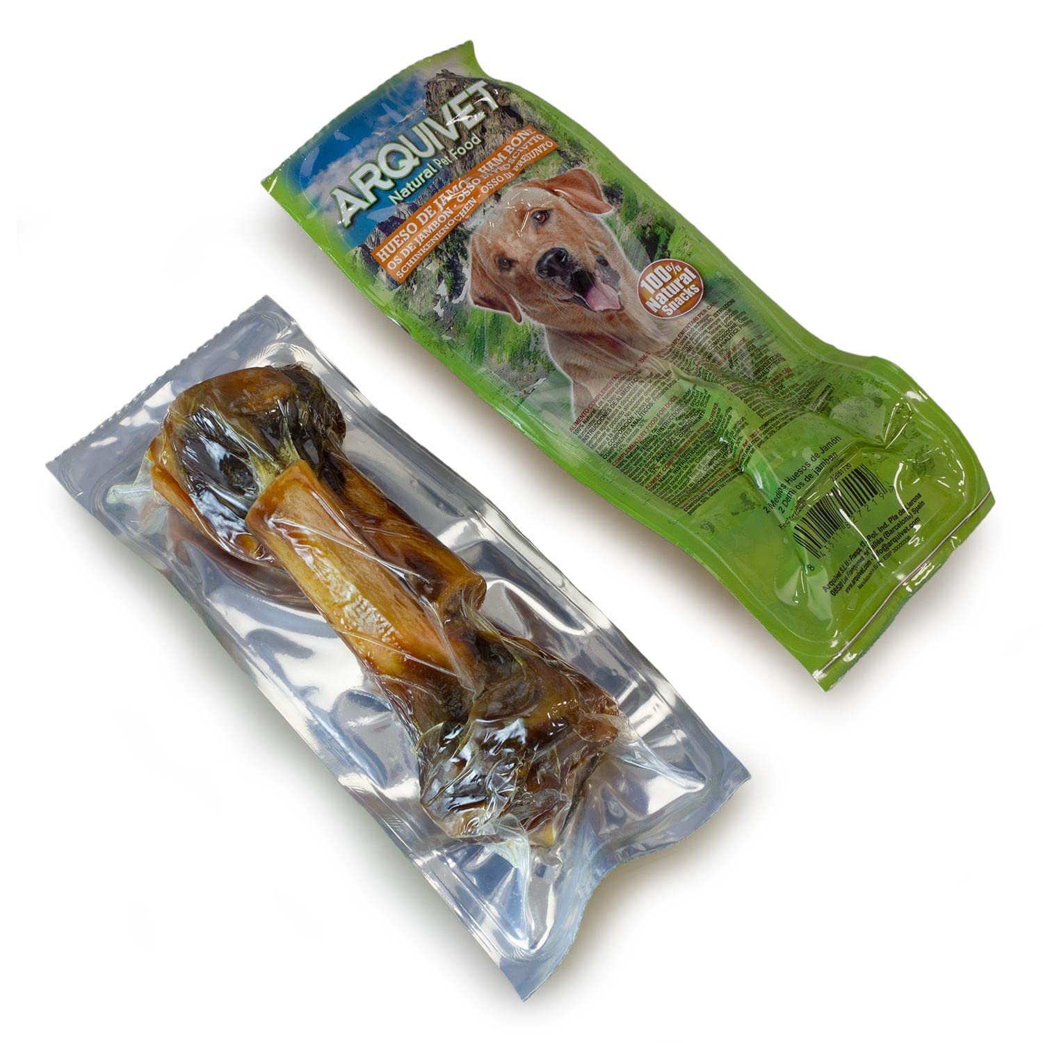 Arquivet - 24 Medios Huesos de jamón Serrano 100% Natural - Snacks Naturales para Perros