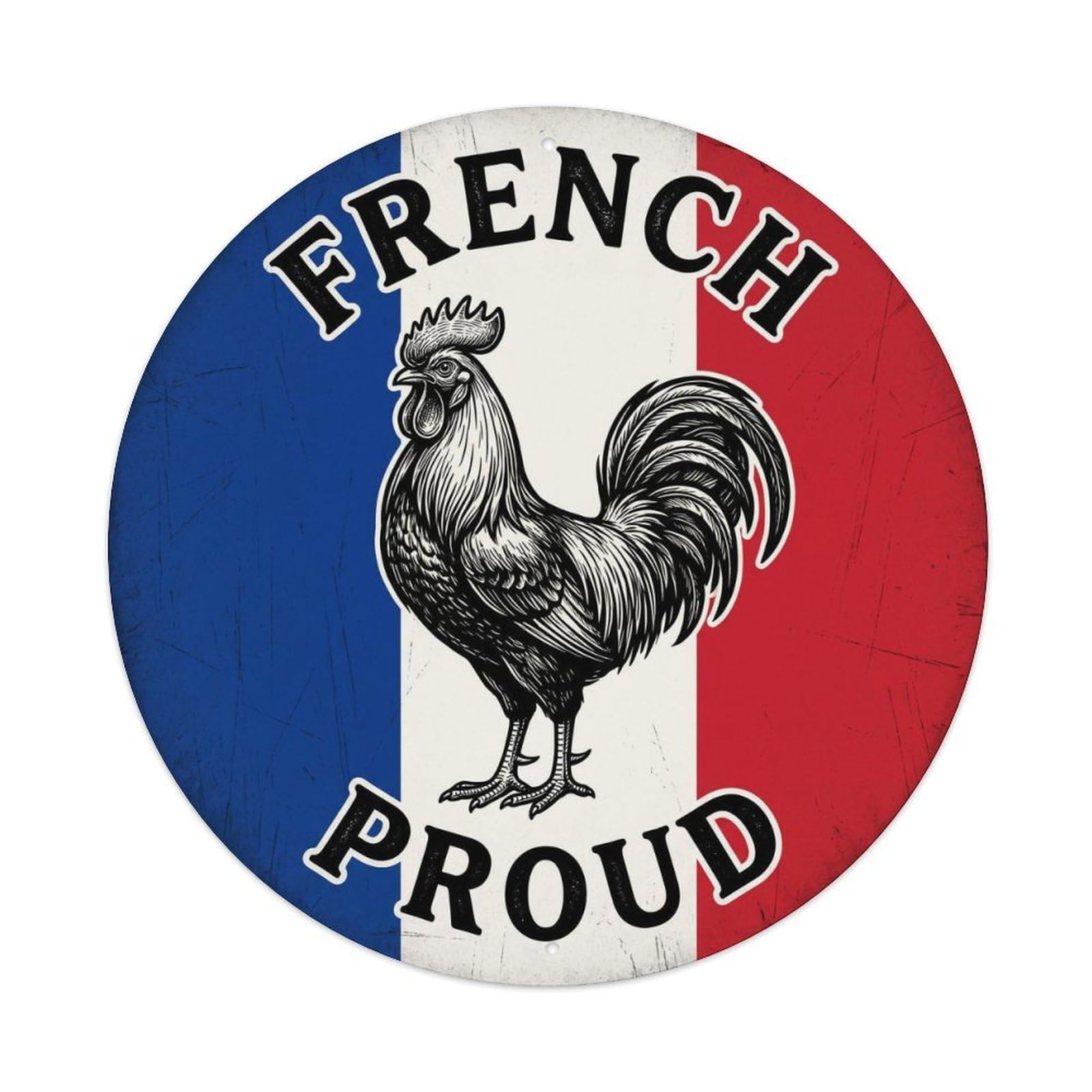 Olhnbad Style French Proud Rooster Farm Animal National Emblem Metal Tin Sign