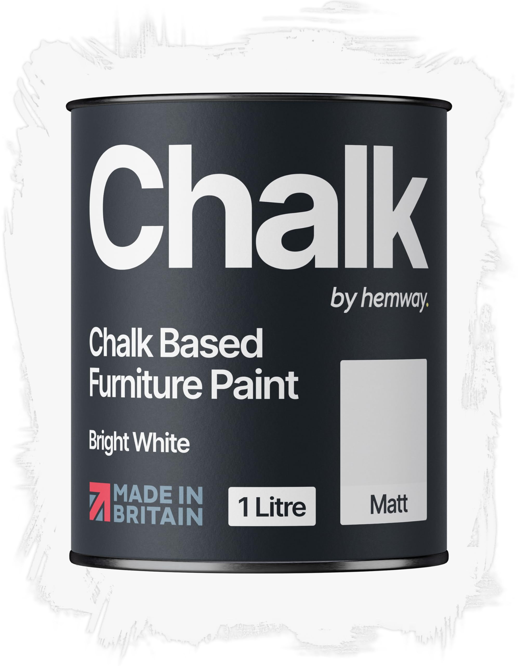 – Chalk Based Furniture Paint, Bright White 1L, Matt Finish Shabby Chic, Chalk Paint Furniture & Walls, Quick Dry & 1 Coat, Hemway