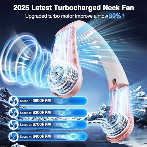 Miniatura 2 de ChillGo Ventilador de cuello portátil Flujo de aire turbo ampliado de 8400 RPM Ventilador personal recargable de 5200 mAh Máximo 16 horas, 4