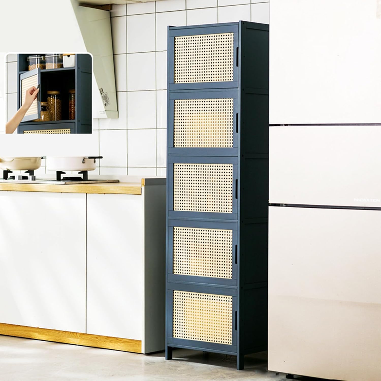 BHGFYXBS Freestanding Kitchen Sto Cabinet With Doors Versatile Sideboard & Cupboard For Pots Pans Ses Ideal For Living Room & Pantry,B-43 * 32 * 155Cm,B-43 * 32 * 155cm