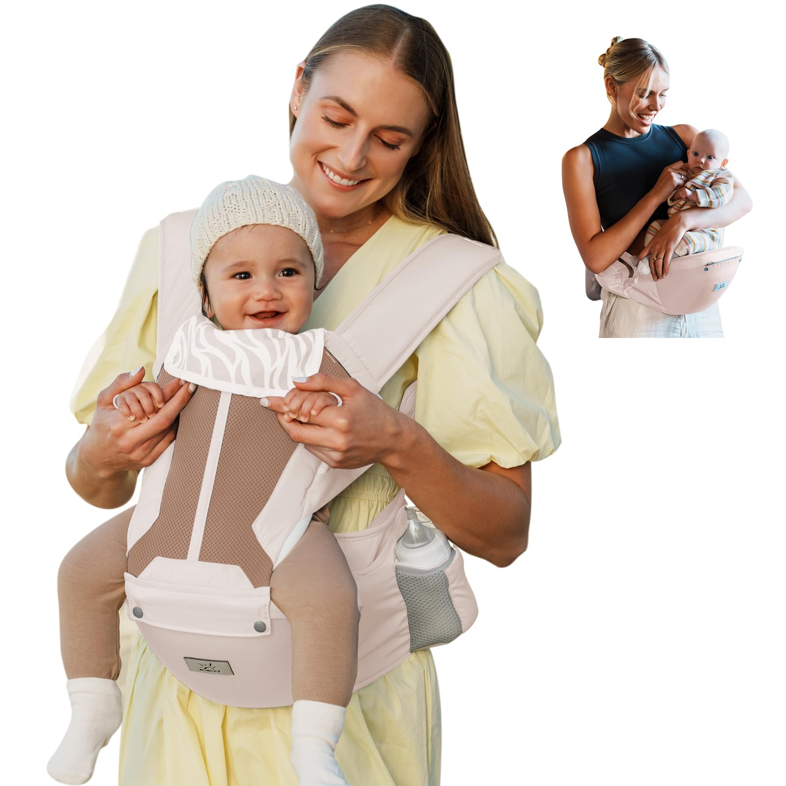 MOMTORY Baby Carrier Newborn to Toddler, 6-in-1 Baby Carrier Plus Size Friendly, Comfy and Supportive, Adjustable Detachable Infant Baby Hip Seat