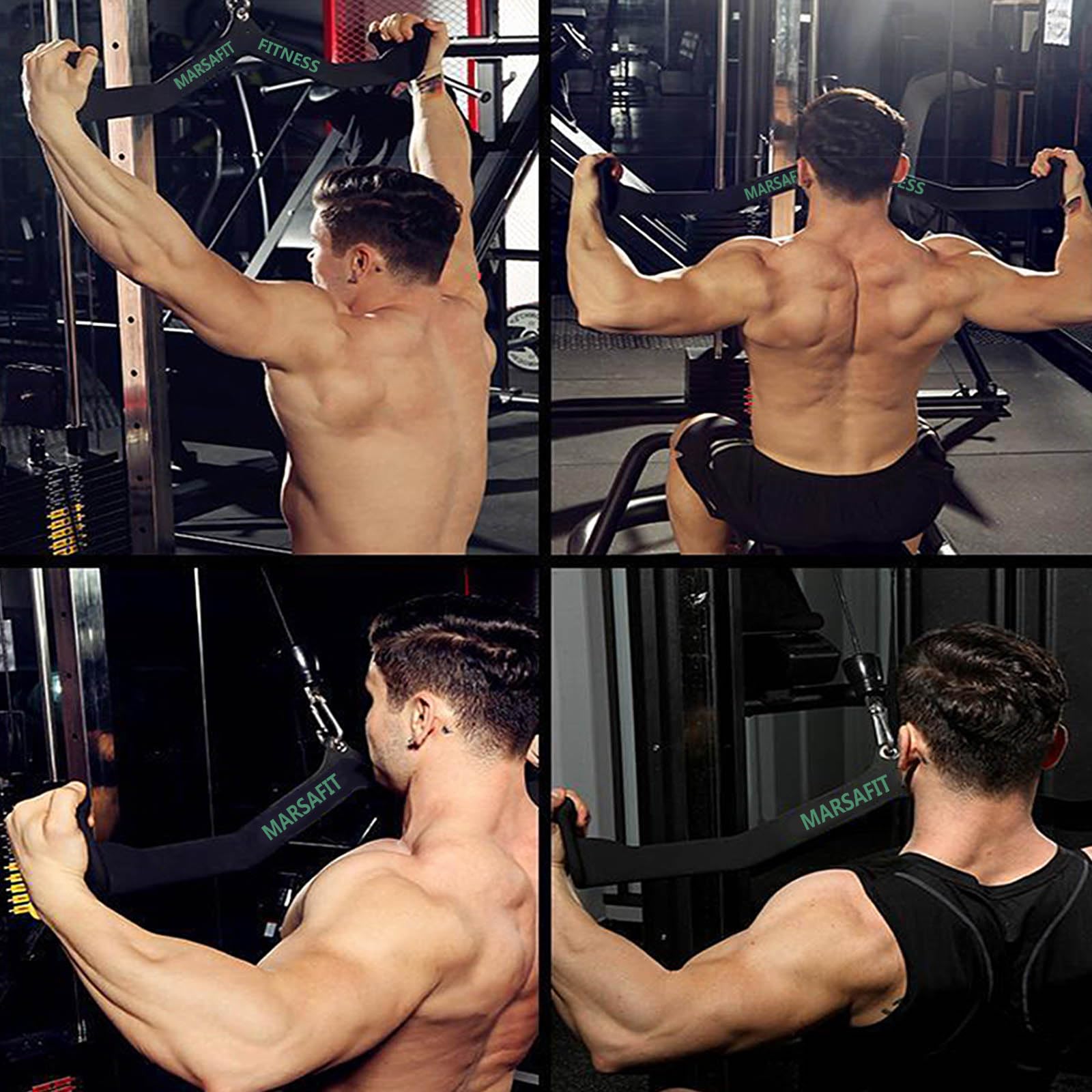 MARSAFIT Ergonomiczne drążki do wyciągania LAT, sprzęt do treningu siłowego na plecy i triceps, nasadki na kable do domowej siłowni