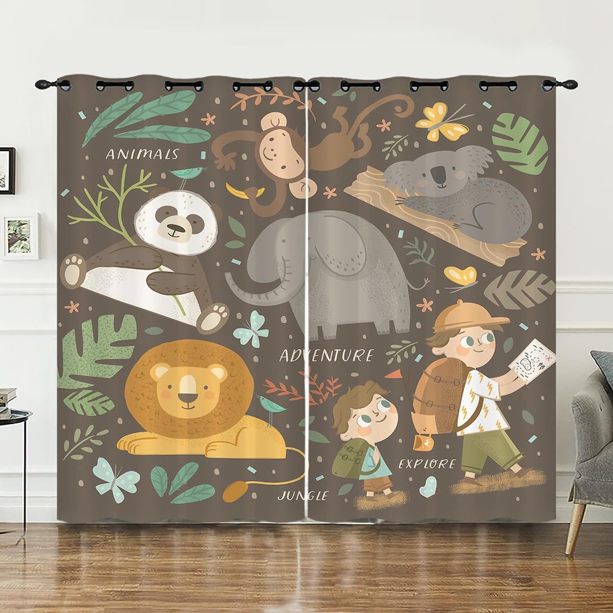Safari Deko Kinderzimmer Paar Vorhang-Raffhalterhak Produktbild-Vorschau 4