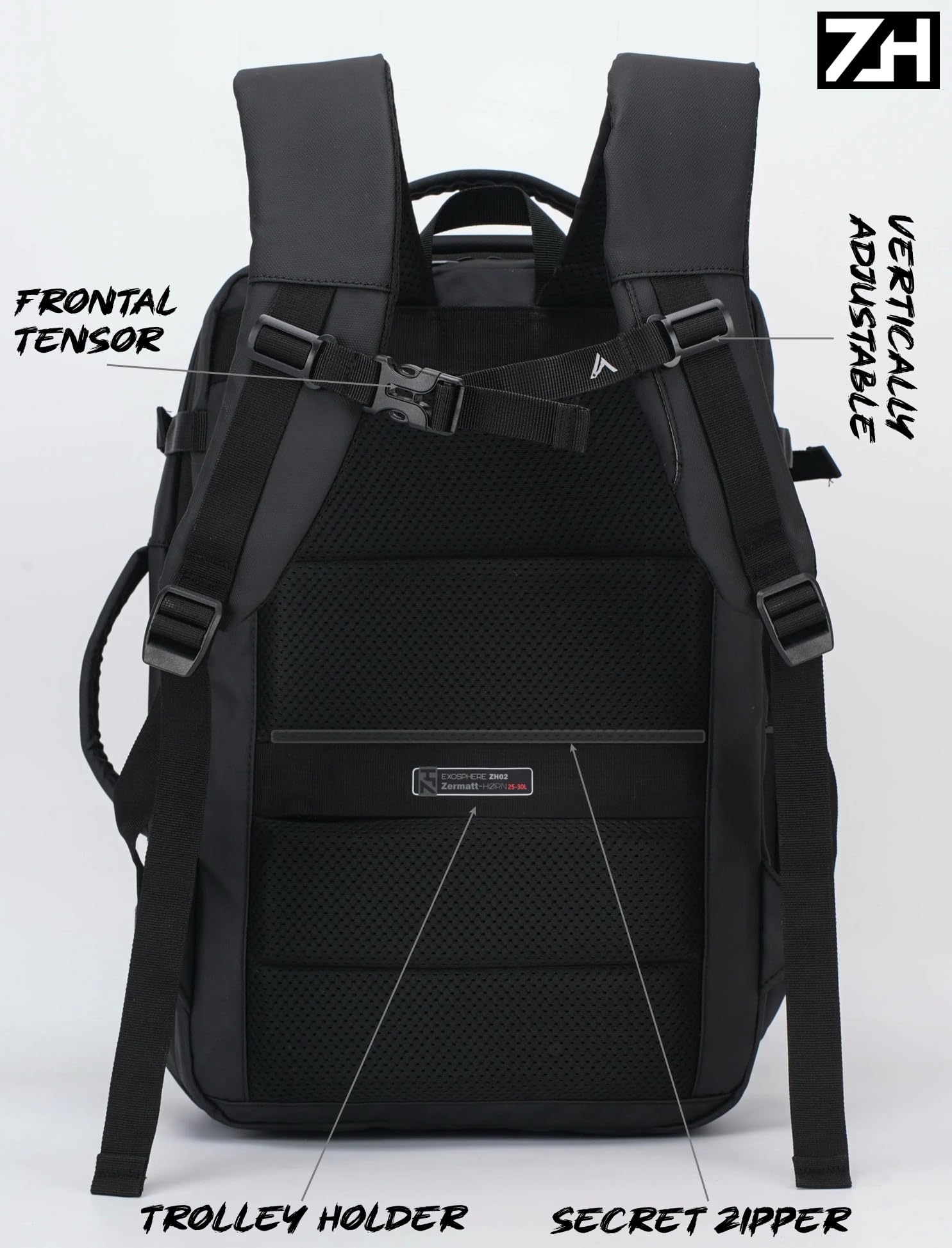 + ZERMATT-HORN plecak podróżny próżniowy, rozsuwany 25 l do 30 l, laptop 15-17", plecak na bagaż podręczny 40 x 30 x 20 kabinę do lotu z kabiną Ryanair, Vueling, Easyjet, plecak podróżny.
