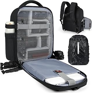Camera Backpack Camera Bag for Photographers DSLR SLR Mirrorless Camera Cases with Waterproof Rain Cover & Laptop Compartm...