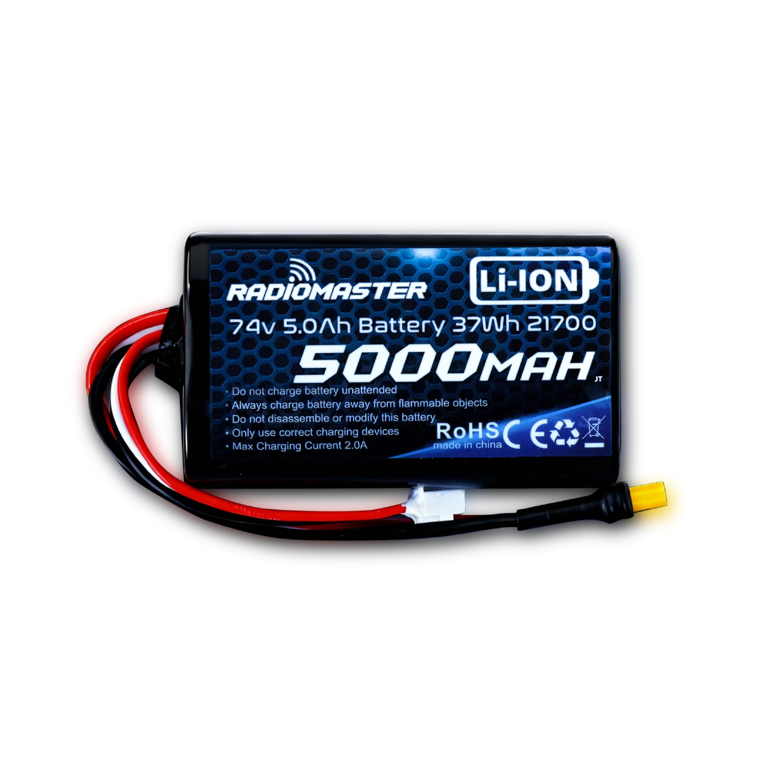 Yangers Batterie Lipo rechargeable 7,4 V 5000 mAh XT30 connecteur avec chargeur USB pour radiomaster TX12 TX16S TX18S T18PRO émetteur RC jouets