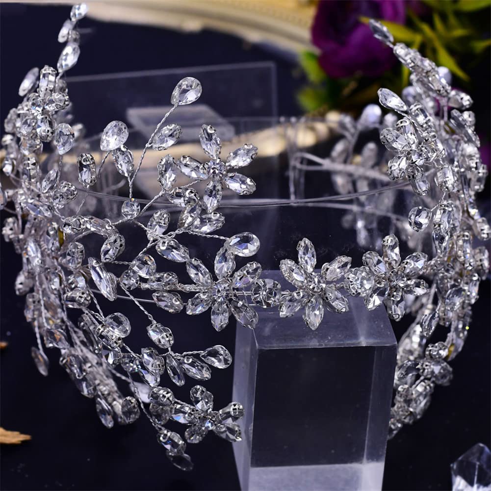 LNNSHX Hochzeit Krone Braut Haarbänder handgemachte Strass Kopfbedeckung Hochzeit Haarteil Frauen Tiara