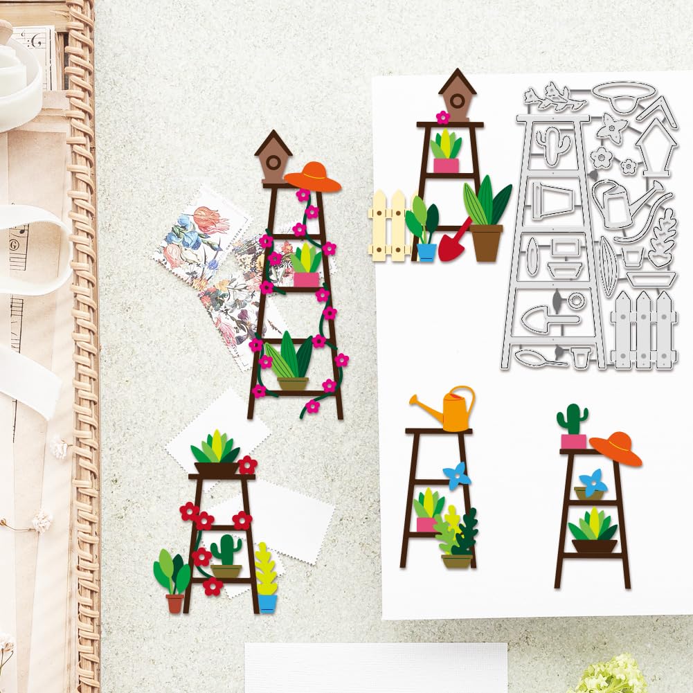 BENECREAT 2er-Set Gartenzaun-Stanzformen – Blumen-Gießkannen-Prägeschablonen Für Karten & Scrapbooking