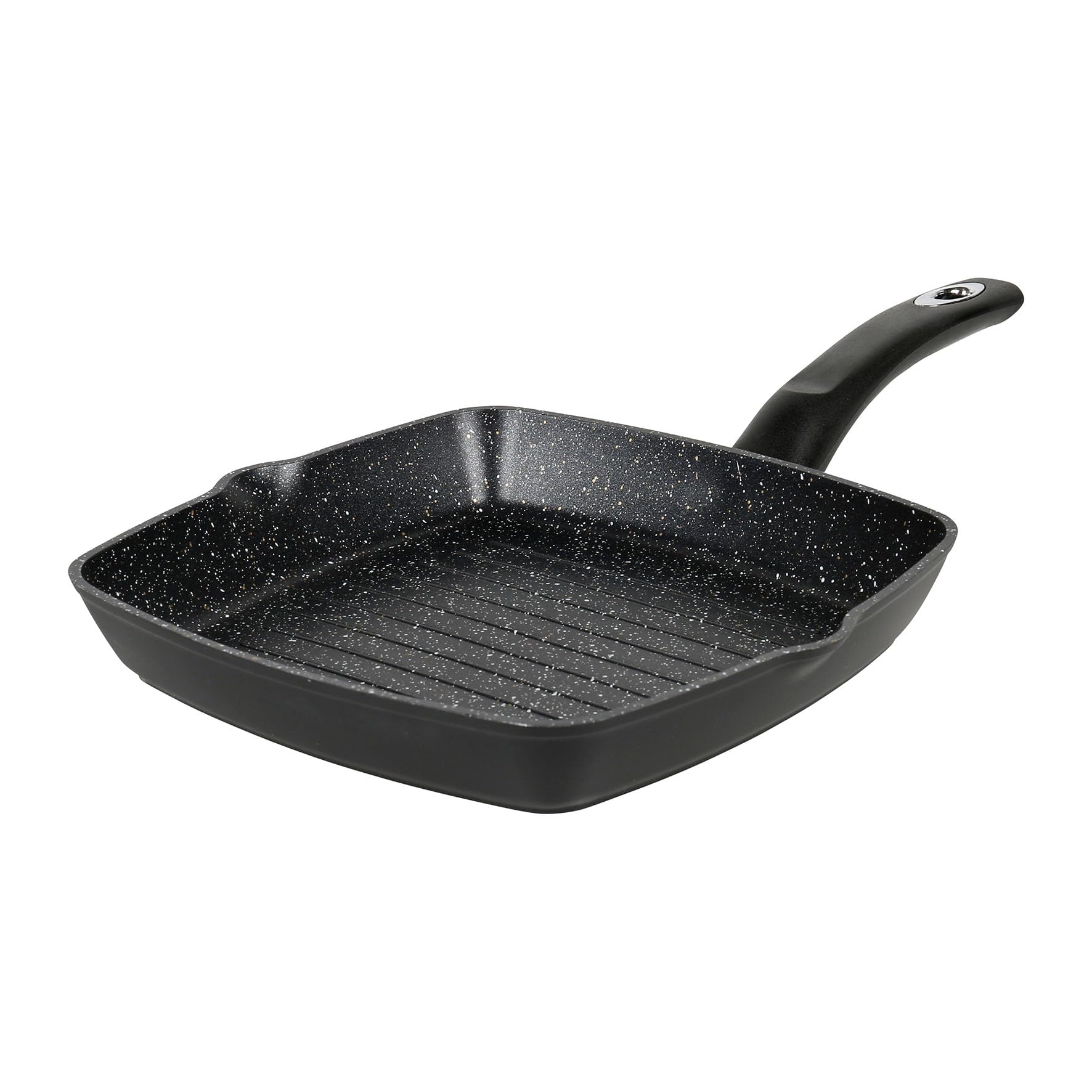Crealys 529426 Grill Pan 24 x 24 cm Forged Aluminium GRANITY Range - PFOA-Free Non-Stick Stone Effect Interior Coating - Meat Grill for All Heat Sources Including Induction