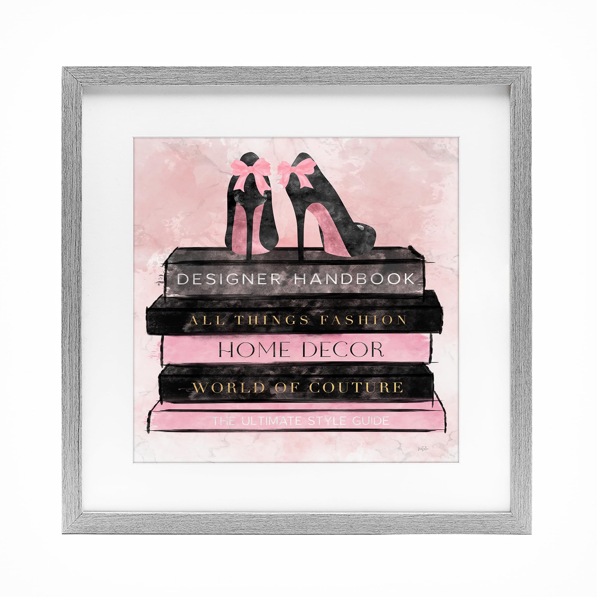 'All Things Fashion Book Stack'| Framed Print Under Glass